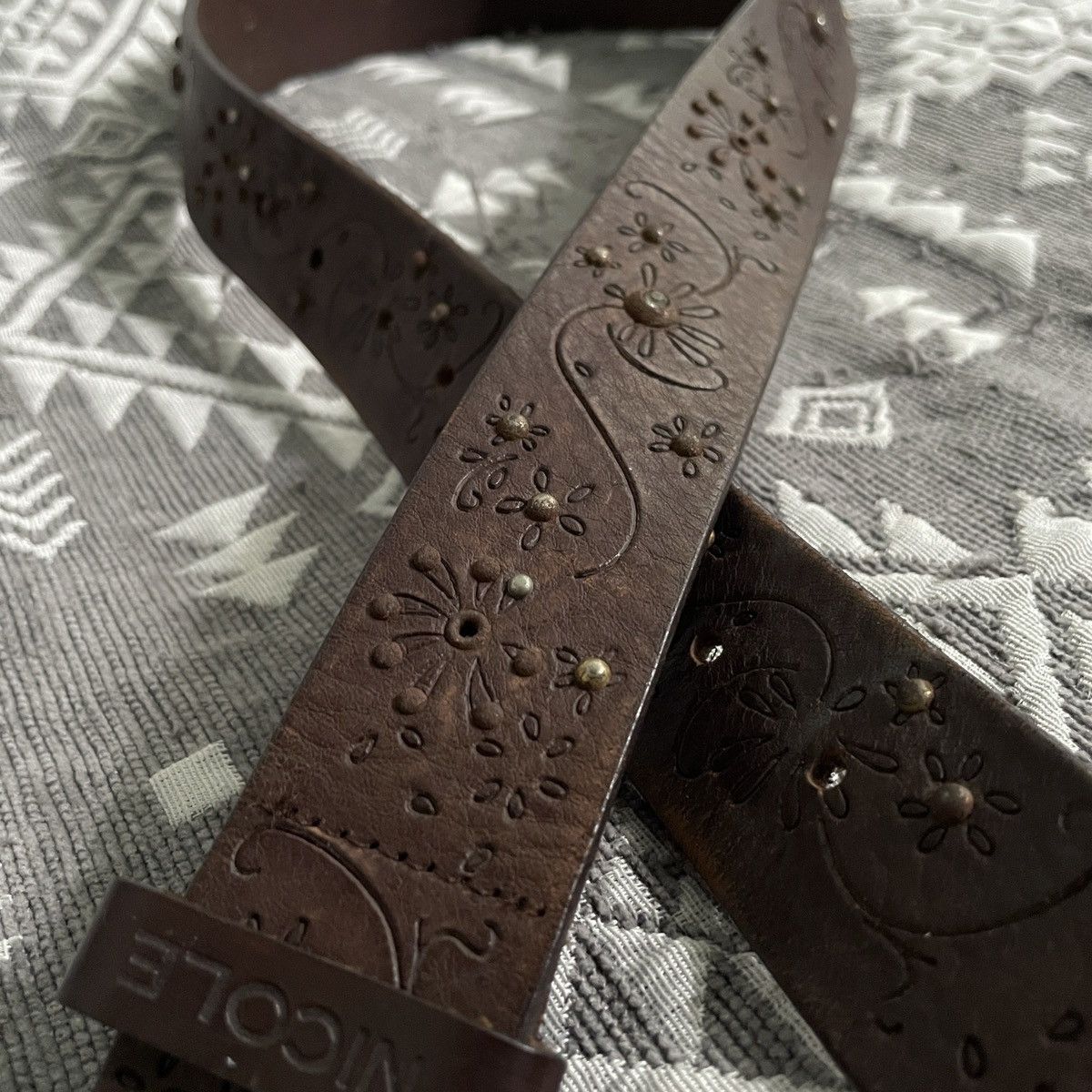 Nicole Club Nicole y2k studded rustyrhinestoneleather belt kapital style Size ONE SIZE - 4 Thumbnail