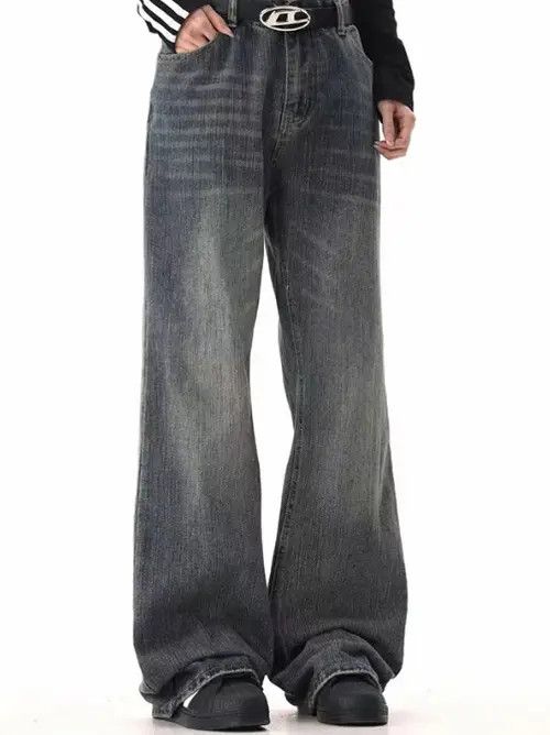 Japanese Brand Men's trendy washed distressed flared jeans Size US 32 / EU 48 - 3 Thumbnail