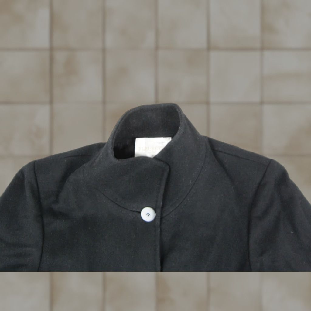 Vintage VINTAGE FLEURETTE Jacket Womens 10 Black Wool Loro Piana USA Made 90s Pea Coat Size L / US 10 / IT 46 - 1 Thumbnail