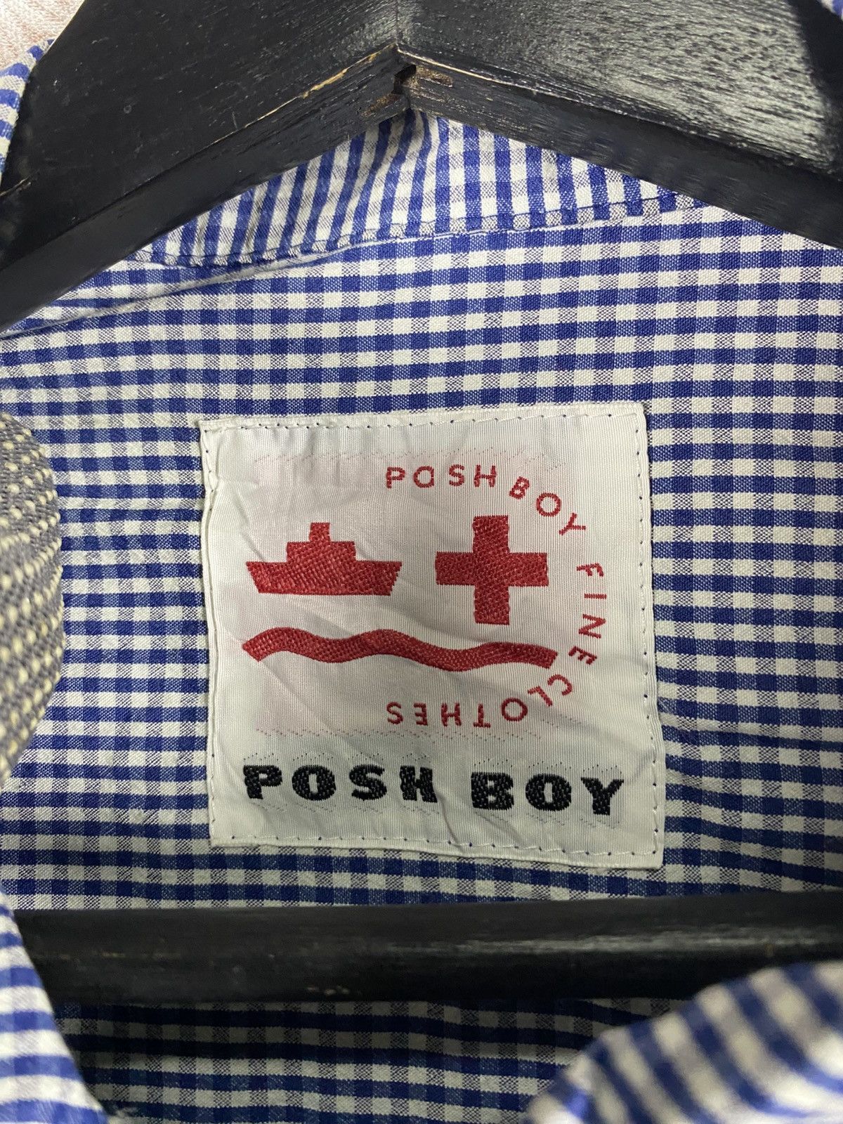 Japanese Brand Vintage POSHBOY Gingham Check Zip Jacket Blue White Logo Size US M / EU 48-50 / 2 - 7 Thumbnail