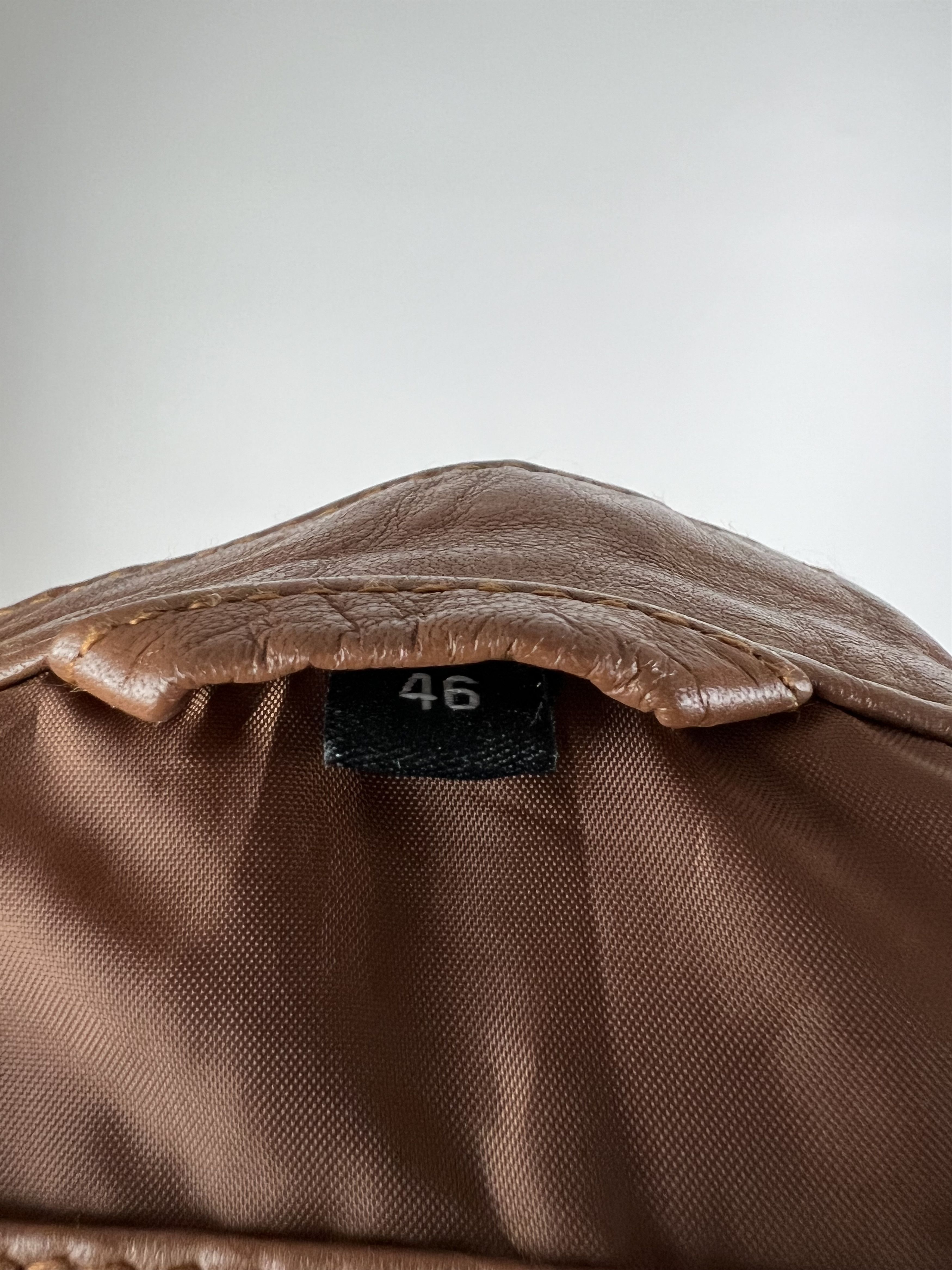 Designer Ibana Women's Brown Leather Biker Jacket Size 46 Size L / US 10 / IT 46 - 9 Thumbnail