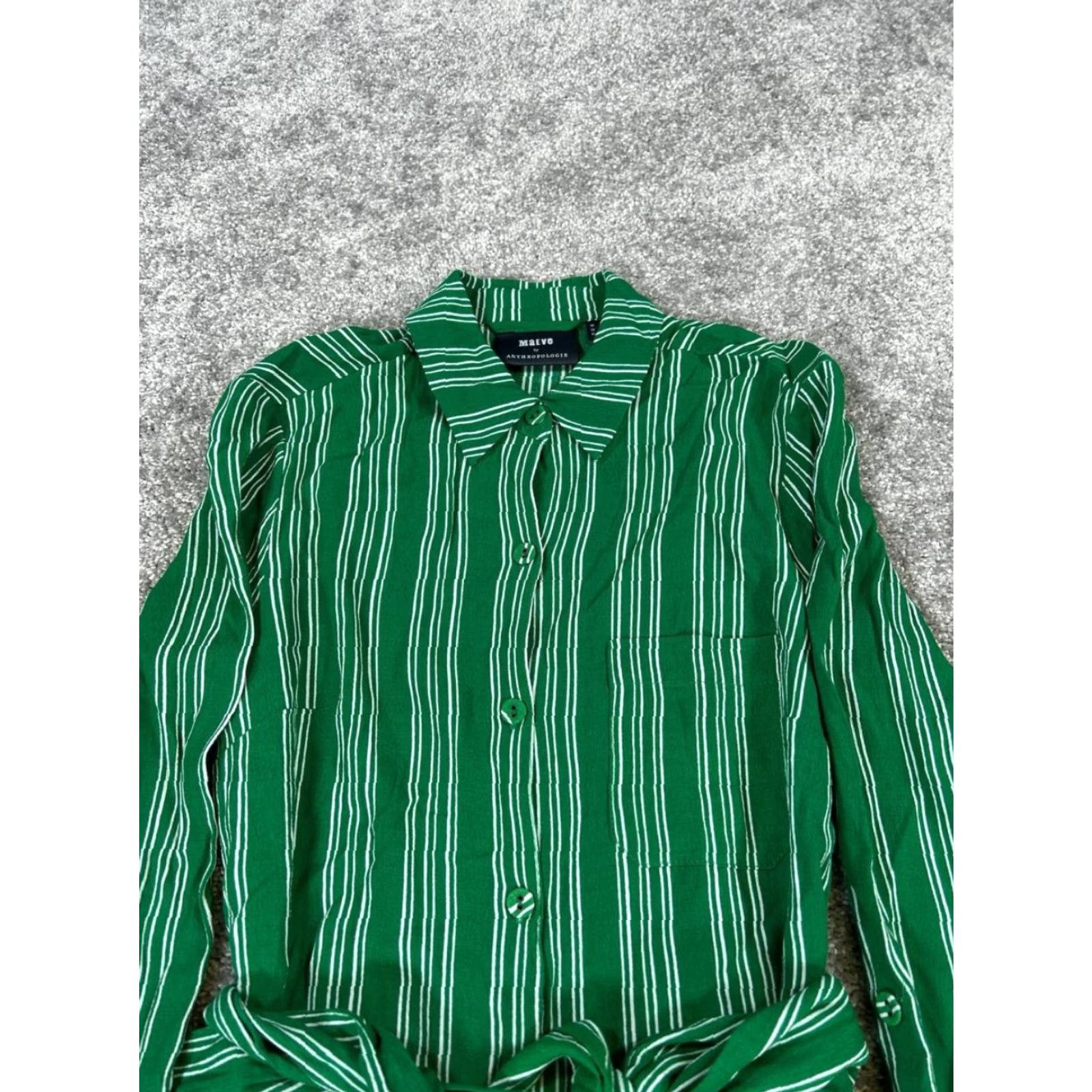 Vintage MaevE Shirt Dress Womens 0 Green White Wrap Shirt Dress Womens 0 Green White Wrap Size XS / US 0-2 / IT 36-38 - 2 Thumbnail