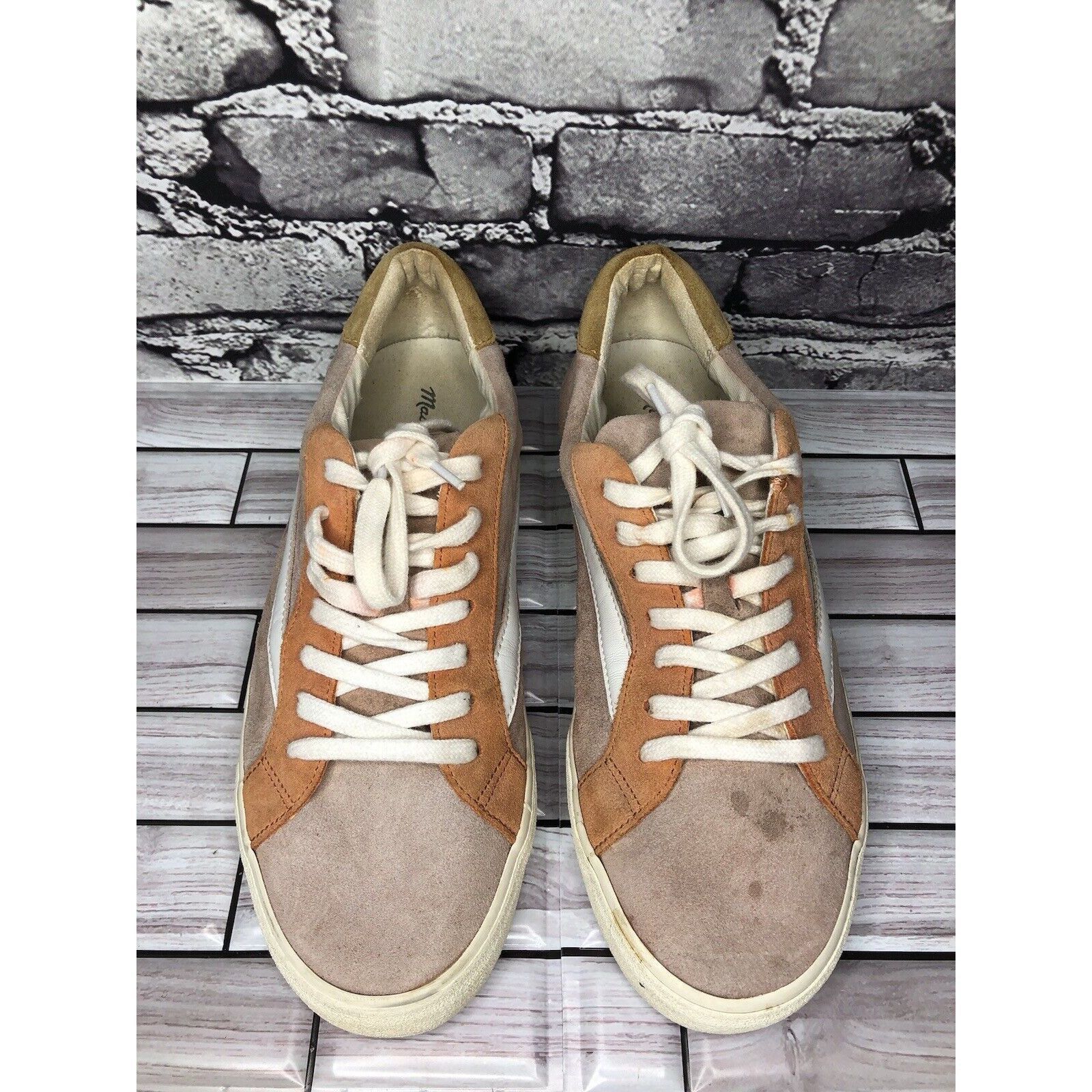 Madewell Madewell Sidewalk Suede Orange Leather Lace Low Top Sneakers Size US 10 / IT 40 - 2 Thumbnail