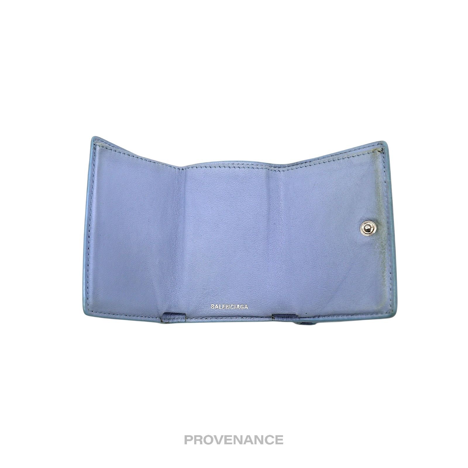 Balenciaga 🔴 Balenciaga Papier Mini Card Wallet - Clouds Blue Leather Size ONE SIZE - 4 Thumbnail