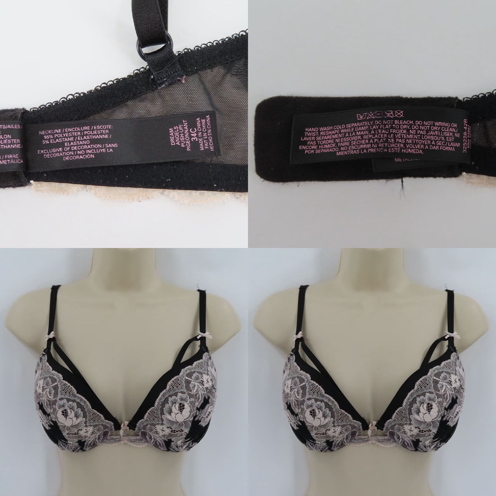 Victoria's Secret **Victoria's Secret 34C Dream Angels Push Up Bra Black Underwire** User: Victoria's Secret 34C Dream Angels Push Up Bra Black Underwire Size ONE SIZE - 9 Thumbnail