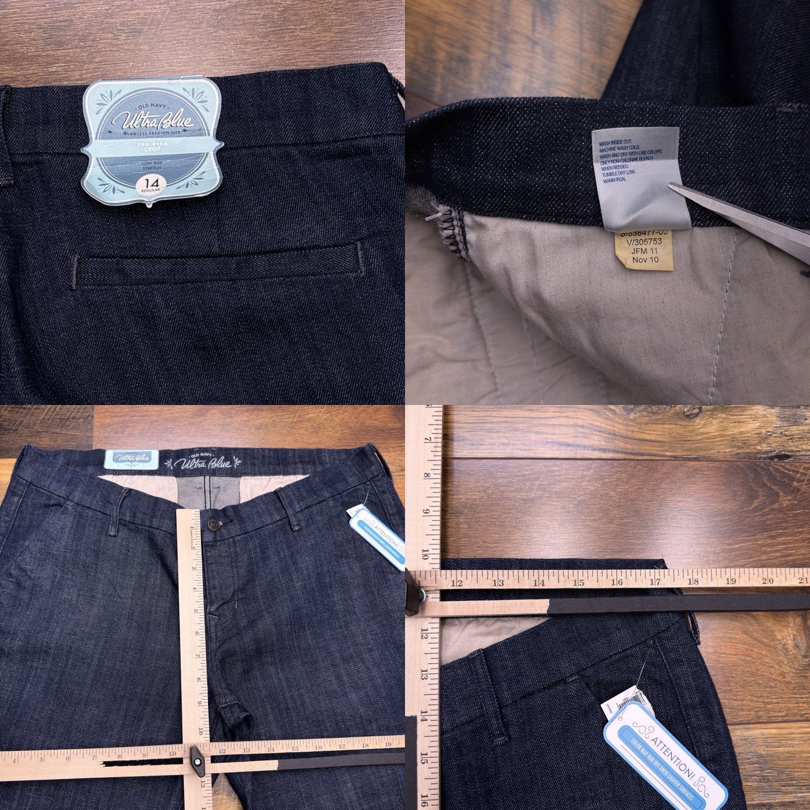 Old Navy Old Navy Diva Crop Pants Womens 14 Regular Low Rise Stretch Denim Blue Cotton Blend Straight Leg New with tags Size 36" / US 14 / IT 50 - 8 Thumbnail