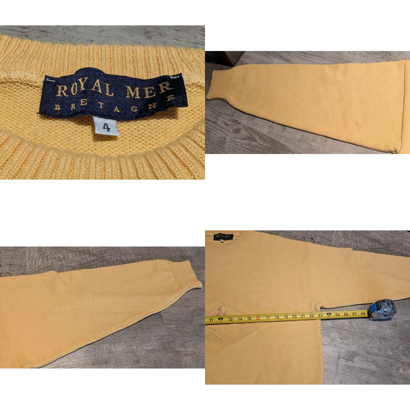 Nautica VINTAGE Royal Mer Bretagne Sweatshirt Unisex Adults Shirt L Yellow Nautical Embossed 90s Ships Size L / US 10 / IT 46 - 8 Thumbnail