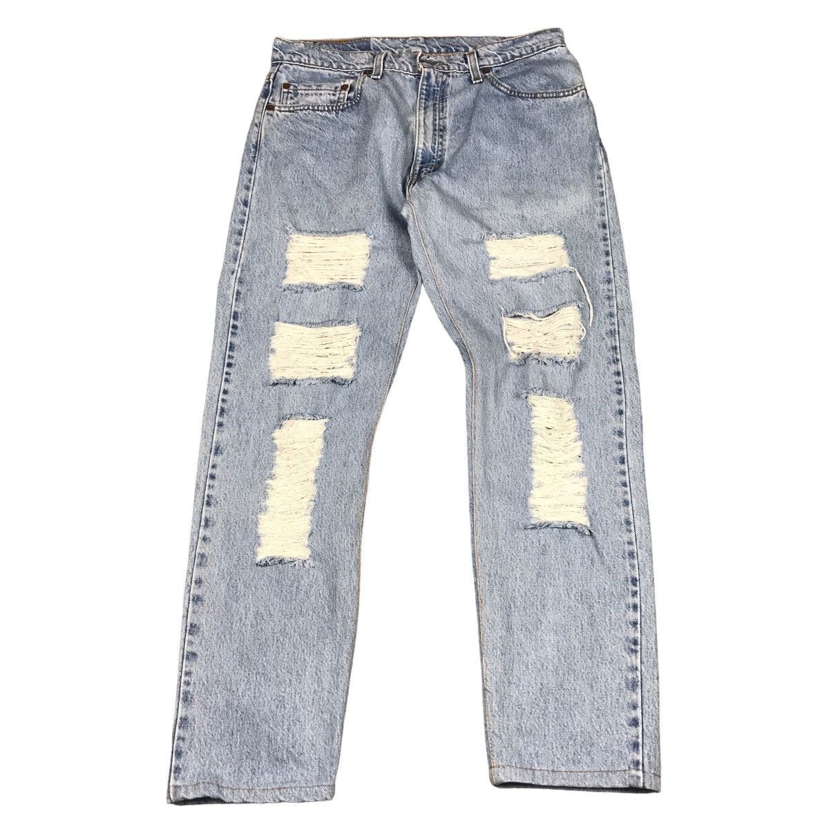 RIPPED DISTRESSED LEVIS 505 REGULAR FIT DENIM PANTS /140