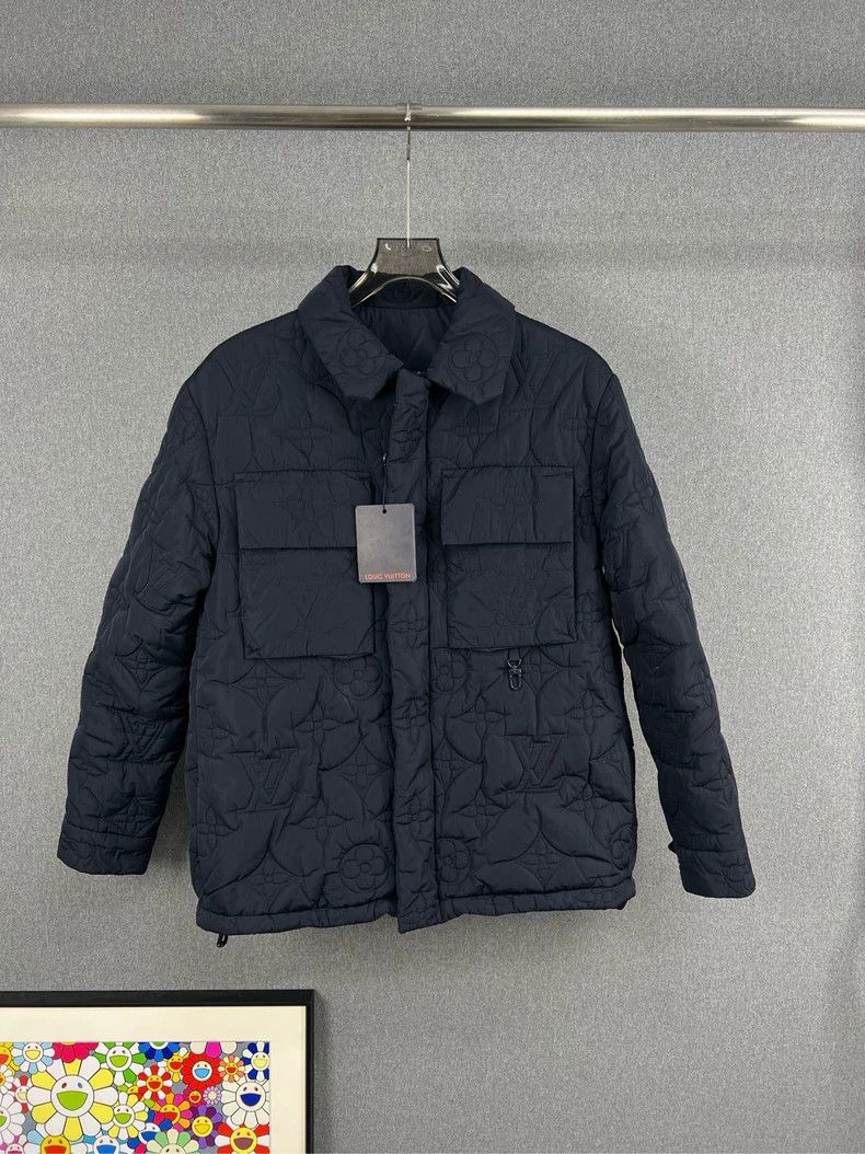 Louis Vuitton Louis Vuitton Dark blue embossed cotton-padded jacket with Size US S / EU 44-46 / 1 - 1 Thumbnail
