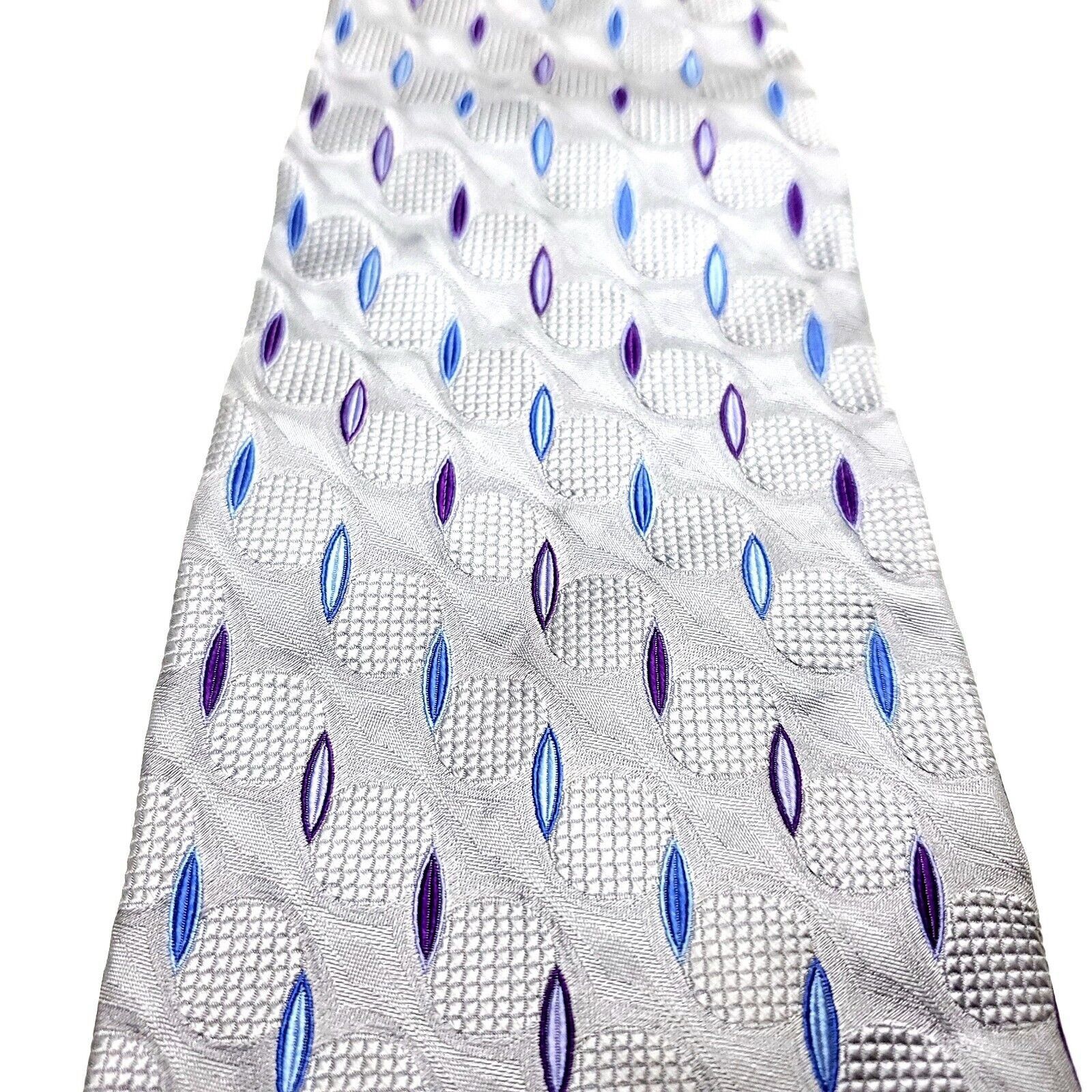 Jos. A. Bank Jos A Bank Silk Tie Woven Silver Geometric Size ONE SIZE - 2 Thumbnail
