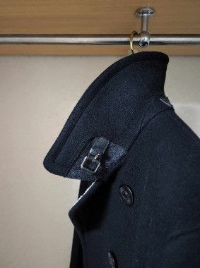 Tom Ford o1sm1stk0124 Leather Trim Double Pea Coat in Black Size US M / EU 48-50 / 2 - 5 Thumbnail