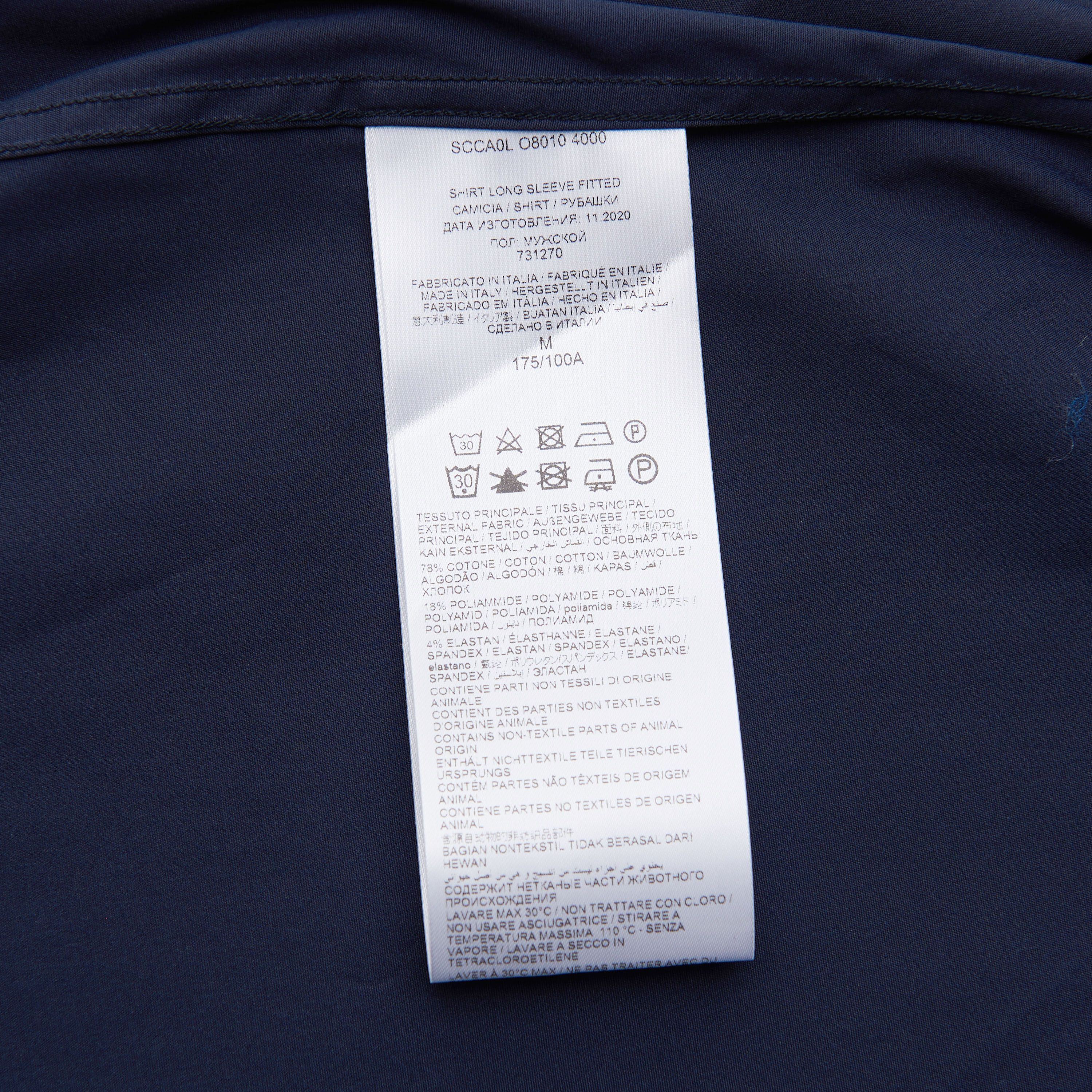Brioni Longsleeve Fitted Shirt In Dark Blue Cotton Blend Size US XS / EU 42 / 0 - 11 Thumbnail