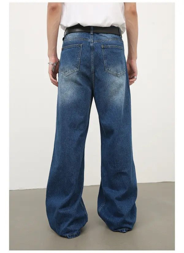 Japanese Brand Fukada x Hada Men's retro washed loose straight ripped jeans Size US 32 / EU 48 - 6 Thumbnail