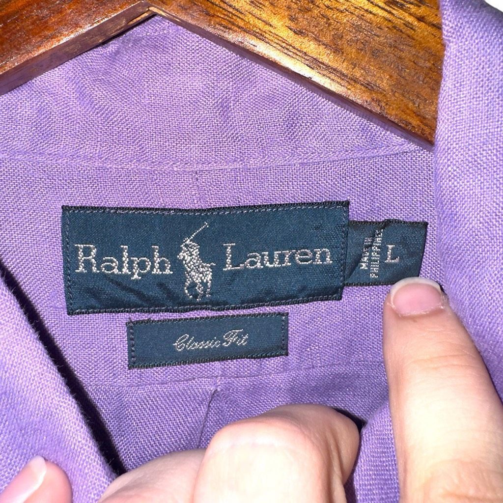Polo Ralph Lauren Purple Polo Ralph Lauren 100% Linen Classic Fit Button Down Shirt L Size US L / EU 52-54 / 3 - 2 Thumbnail