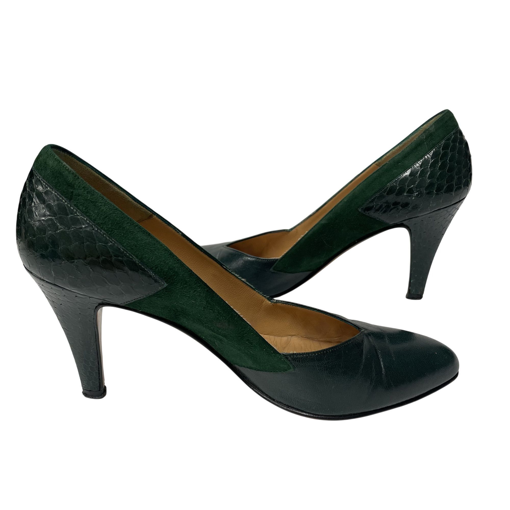 Calvin Klein Vtg Calvin Klein CK SUEDE Leather SNAKESKIN Pumps Size US 6 / IT 36 - 9 Thumbnail