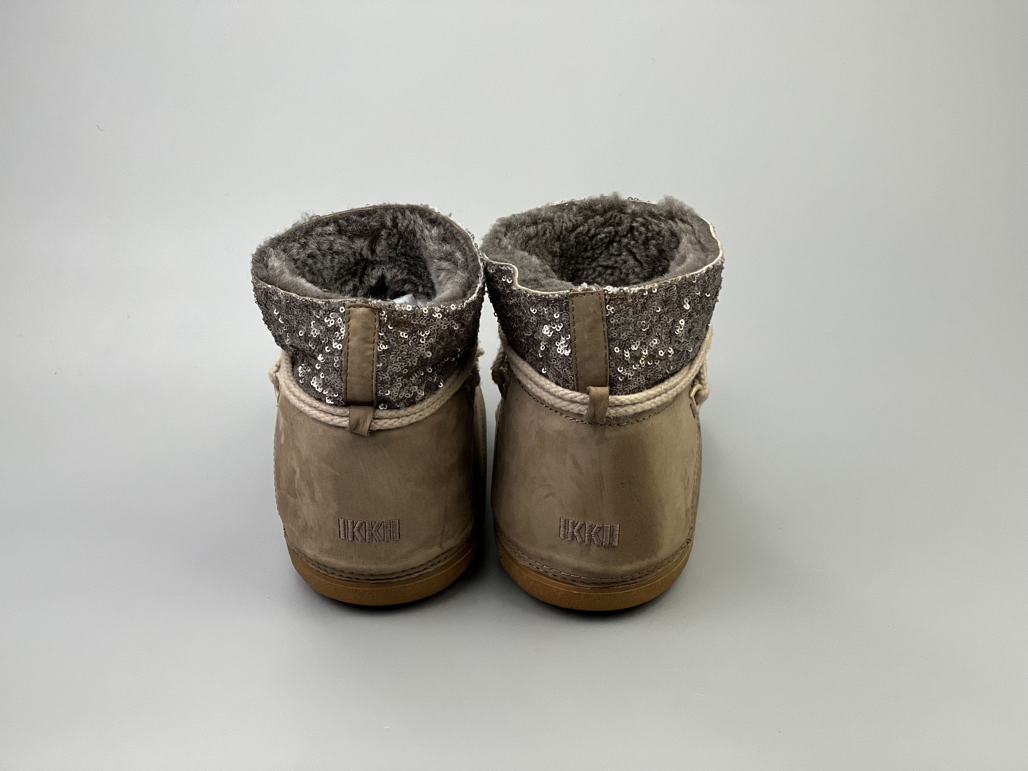 Designer IKKII Sequins Leather Sheepskin Shearling Snow Moon Boots Size US 9 / IT 39 - 3 Thumbnail