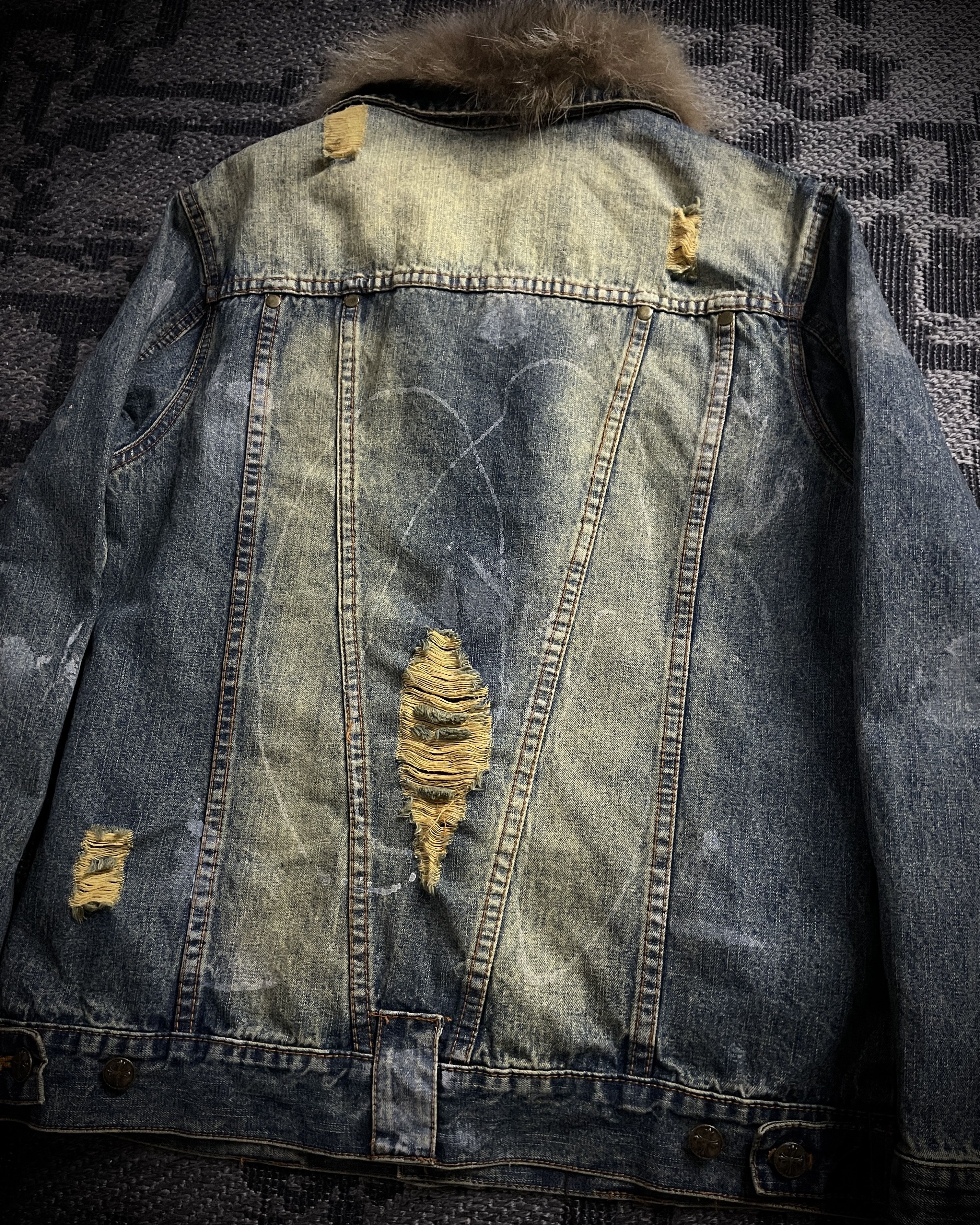 In The Attic In The Attic Raccoon Fur Distressed Jeans Jacket Size US S / EU 44-46 / 1 - 9 Thumbnail