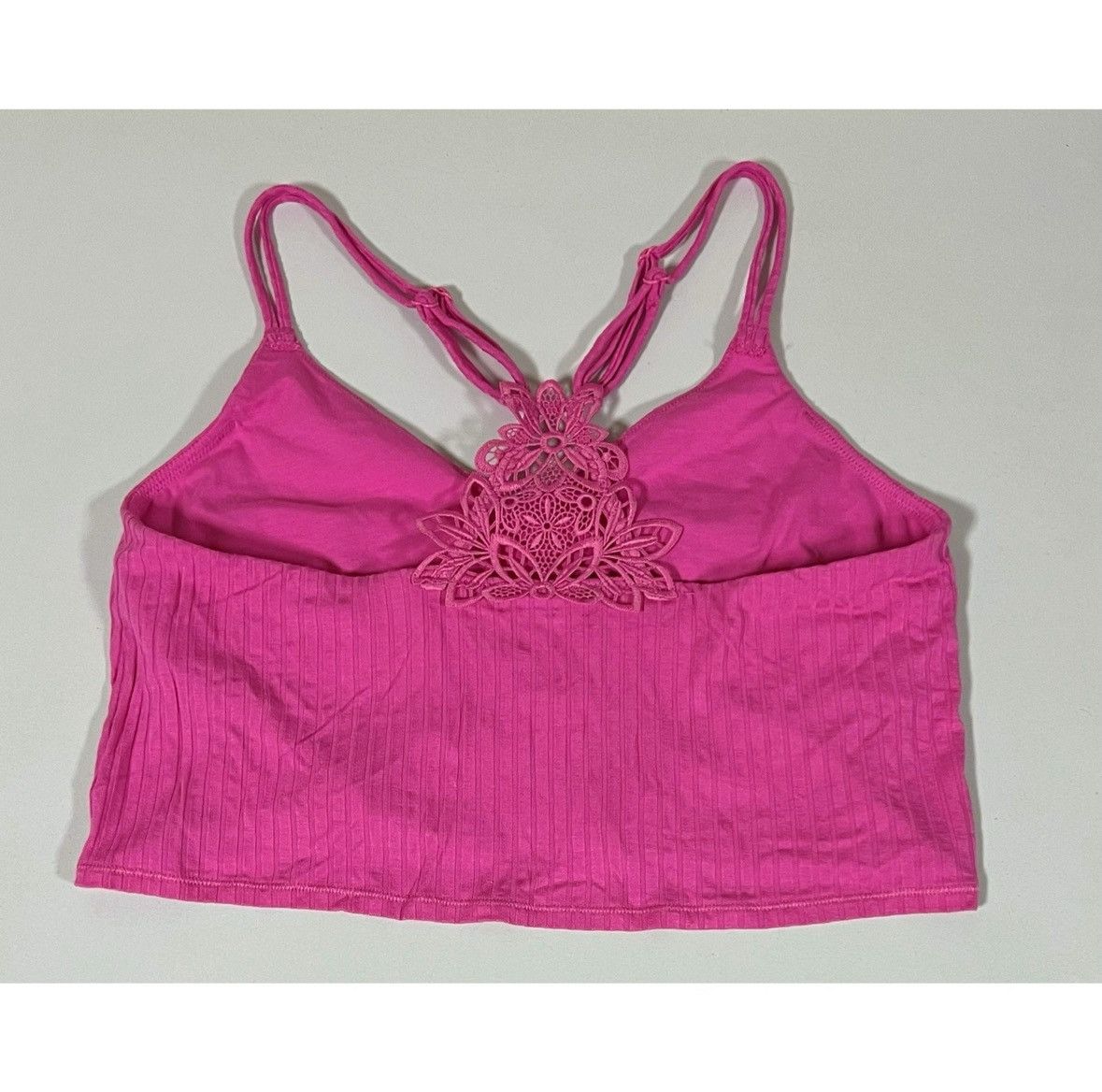 American Eagle Outfitters Aerie Pink Shelf-Bra Racerback Floral Crop Top Shirt Size M🩷 Size M / US 6-8 / IT 42-44 - 5 Thumbnail