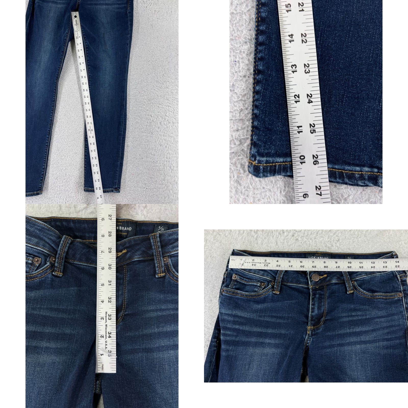 Lucky Brand VINTAGE Lucky Brand Jeans Women 2 Denim Blue Skinny 27 Inseam 26 Waist Dark Cotton Blend 5-Pocket USA Logo Embroidered Button Zip Casual Size 26" / US 2 / IT 38 - 8 Thumbnail