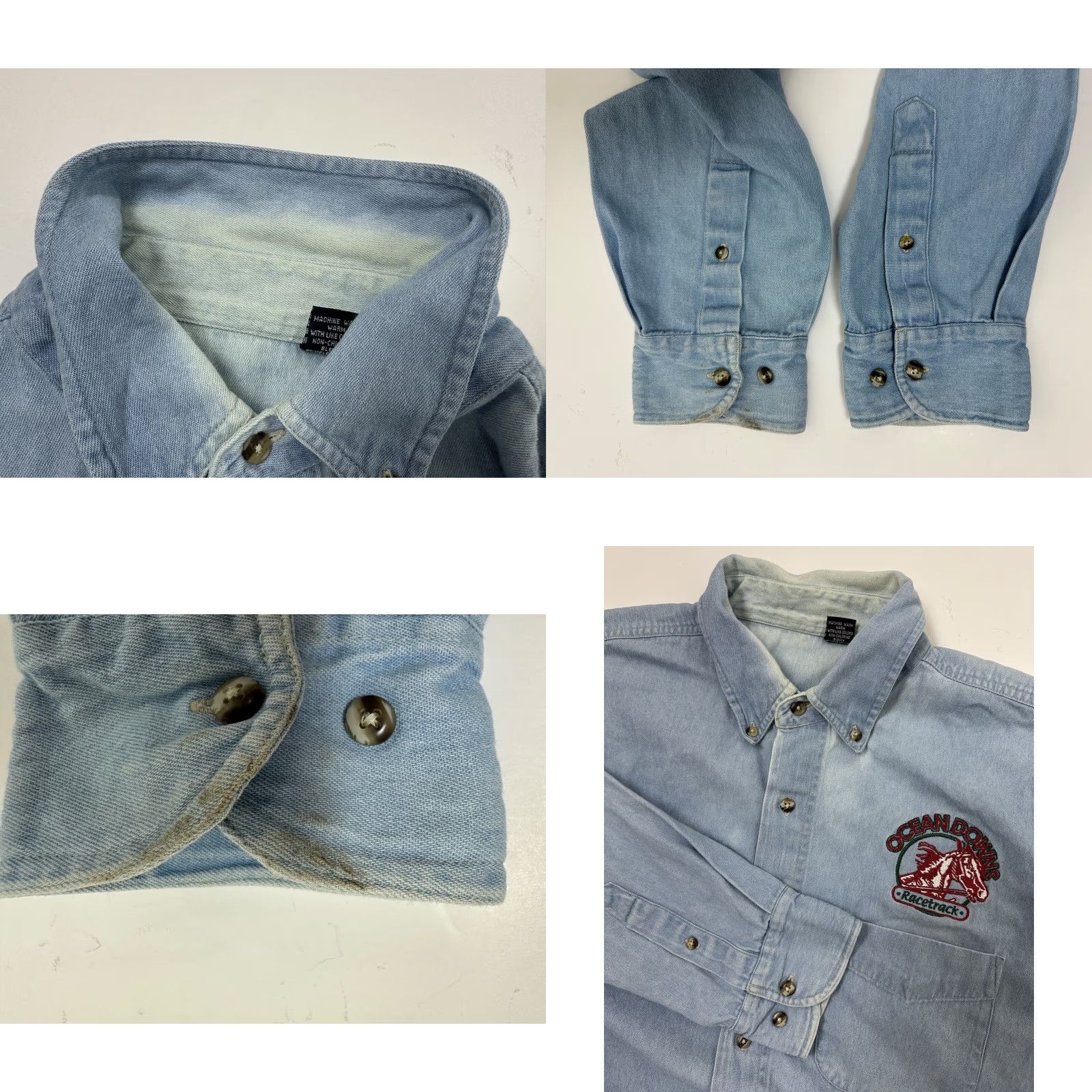 Denime VINTAGE Ocean Downs Denim Shirt Men L Blue 90s Casual Button-Up Horse Racing Track Casual Mens Shirt Denim Size US L / EU 52-54 / 3 - 10 Thumbnail