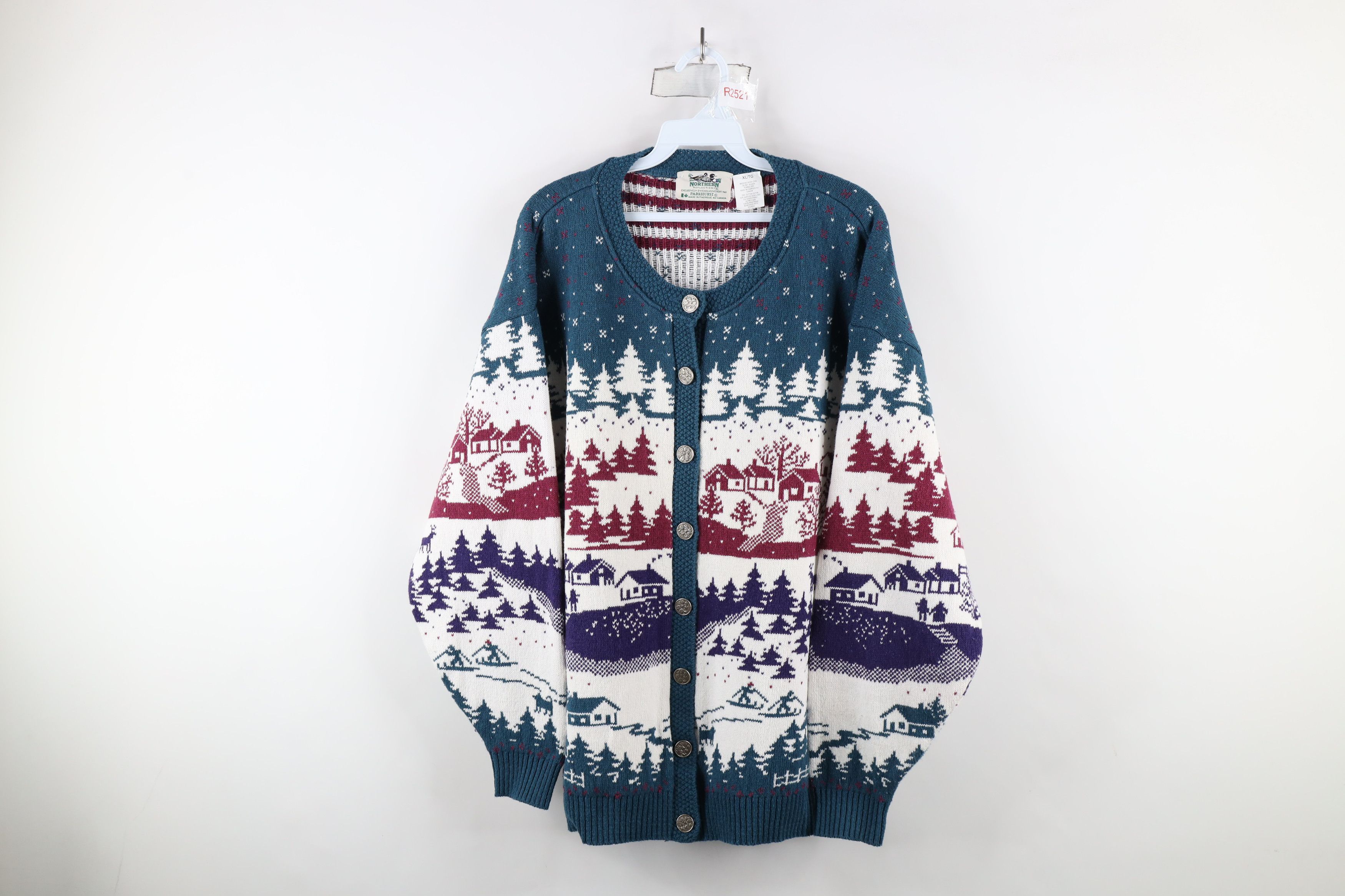 Vintage Vintage 90s Streetwear All Over Print Knit Cardigan Sweater Size XL / US 12-14 / IT 48-50 - 1 Thumbnail