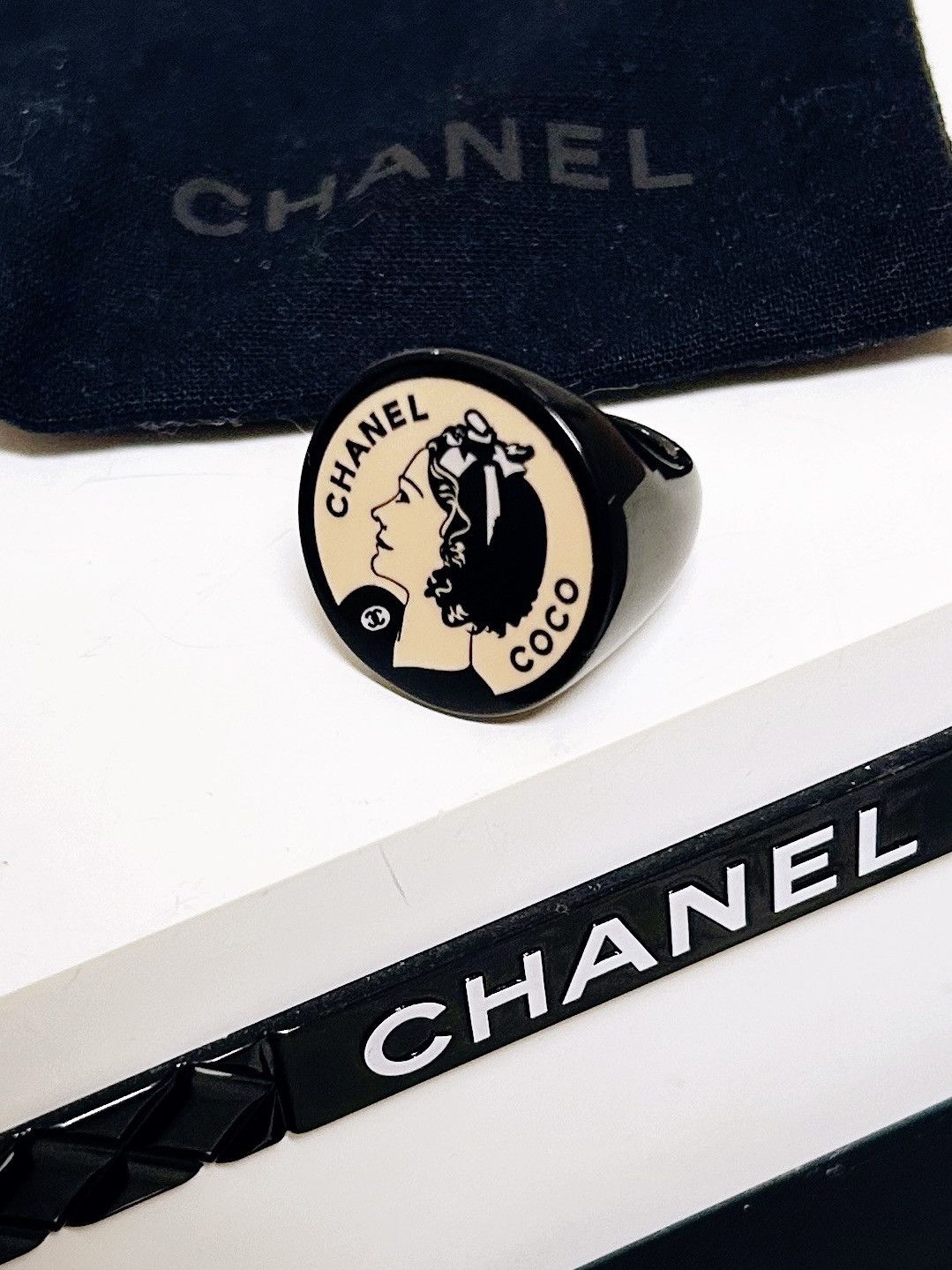 Chanel Authentic Chanel RARE 2003 Pink / Black Coco Chanel Ring Size ONE SIZE - 1 Thumbnail