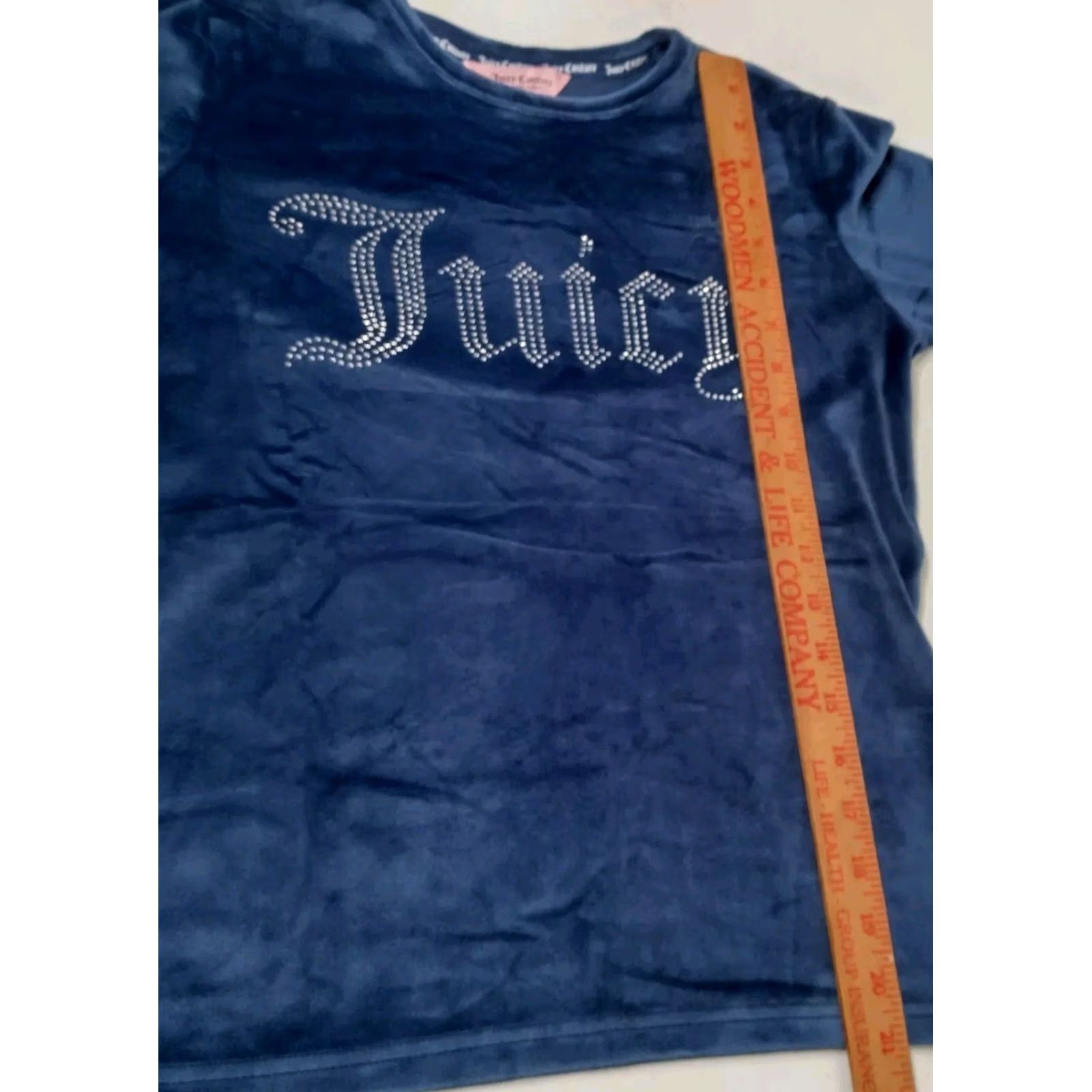 Juicy Couture Juicy Couture Sleepwear Shirt Small Blue Velour Rhinestone Bling Long Sleeve Y2K Womens Pajama Top Size S / US 4 / IT 40 - 4 Thumbnail