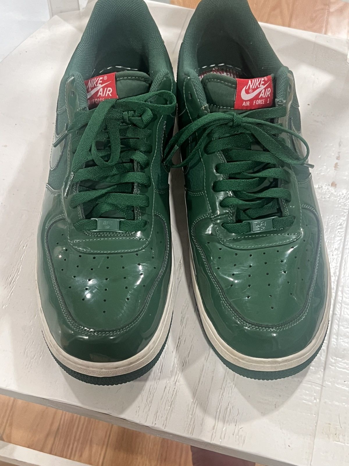 Nike Nike Air Force One 07’ Patent Leather “Gorge Green” Size US 14 / EU 47 - 2 Thumbnail