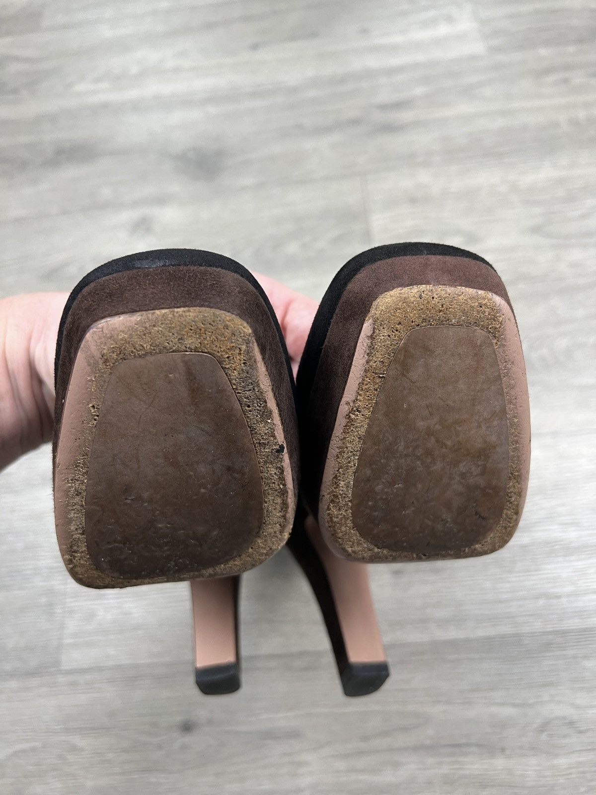 Prada Vintage Prada Suede Platform Heels – Two-Tone Brown & Black Size US 7.5 / IT 37.5 - 6 Thumbnail