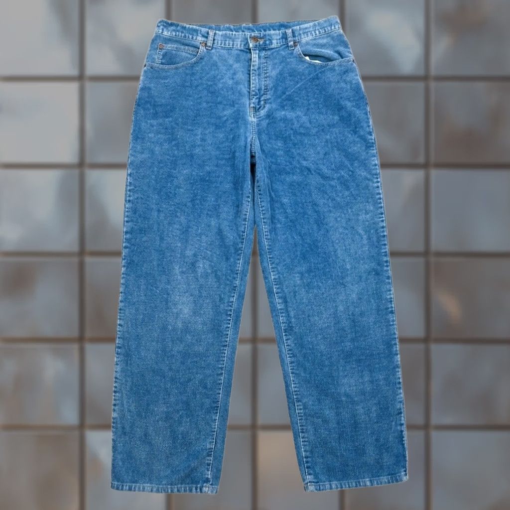 Vintage VINTAGE White Blue Shirt Jean Pants Mens 38x30 Blue Corduroy Baggy Skater Y2K 90s Size US M / EU 48-50 / 2 - 1 Thumbnail