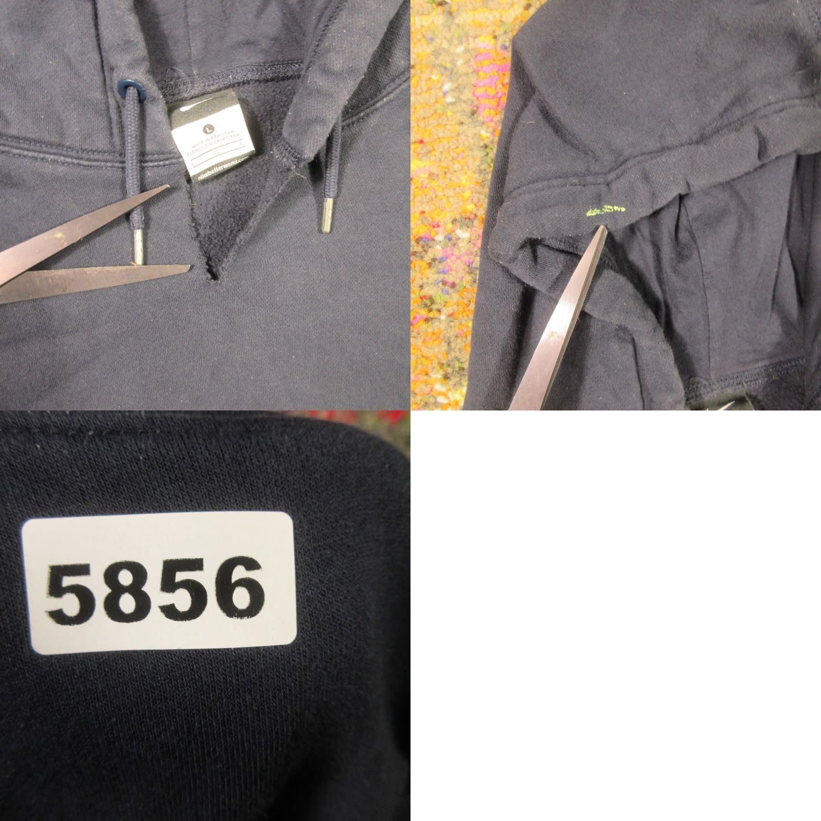 Nike Nike Hoodie Mens L Navy Breathable Fleece Pullover Embroidered Swoosh Distressed Size US L / EU 52-54 / 3 - 8 Thumbnail