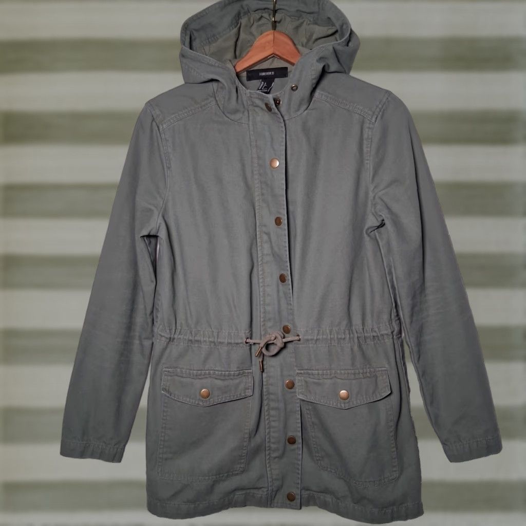 Forever 21 FOREVER 21 Utility Field Jacket Women S Green Lightweight Canvas Military Size S / US 4 / IT 40 - 1 Thumbnail