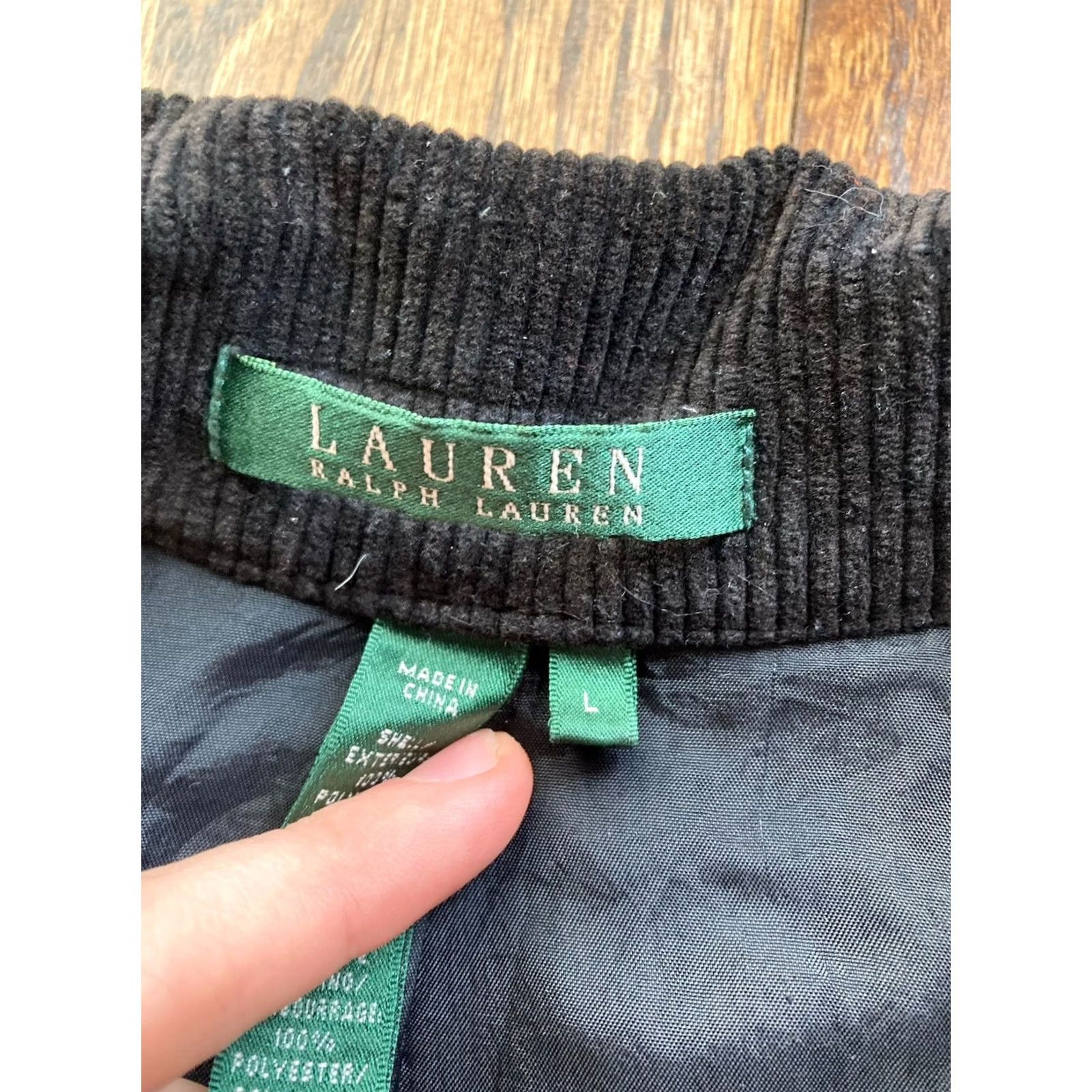 Ralph Lauren Lauren Ralph Lauren Jacket Womens Large Black Equestrian Quilted Corduroy Collar Size L / US 10 / IT 46 - 7 Thumbnail