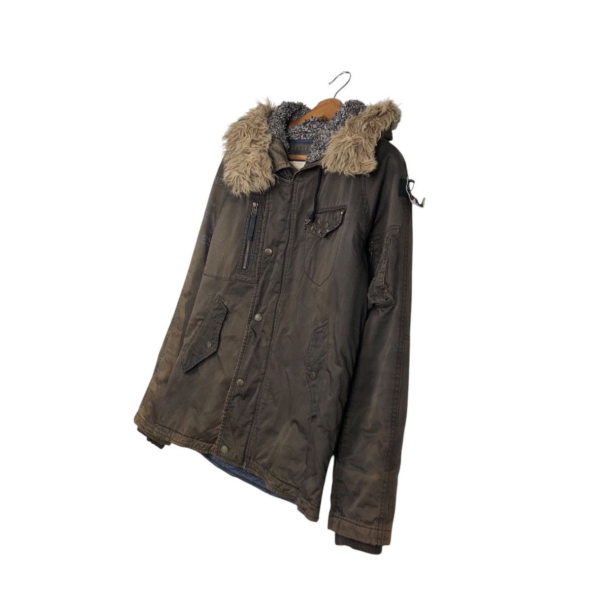 Japanese Brand 📌Purple & Yellow Parka Jacket Fur Hoodie Big Logo Size US S / EU 44-46 / 1 - 3 Thumbnail