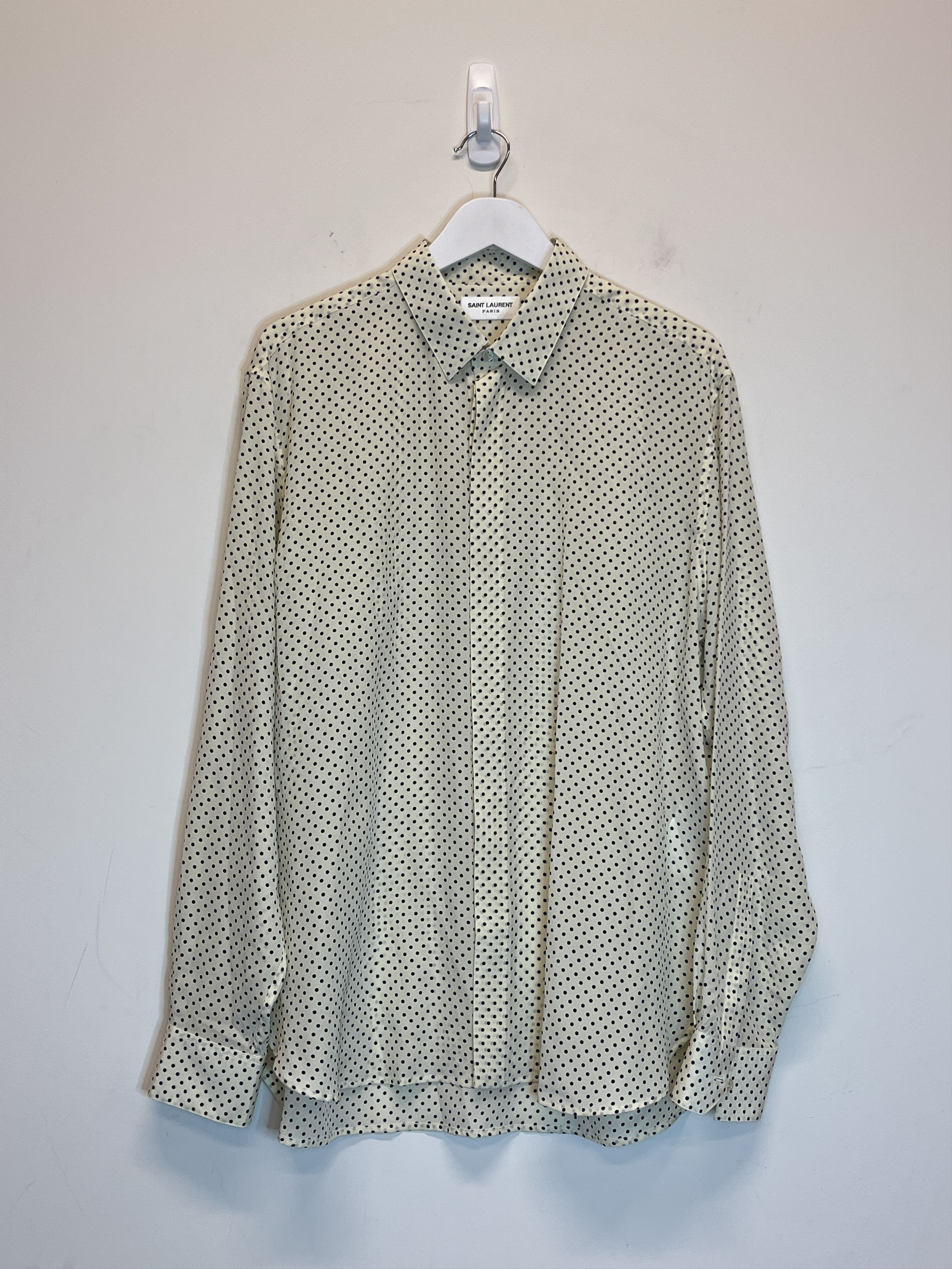 Pre-owned Saint Laurent Silk Polka Dot Shirt In Sand