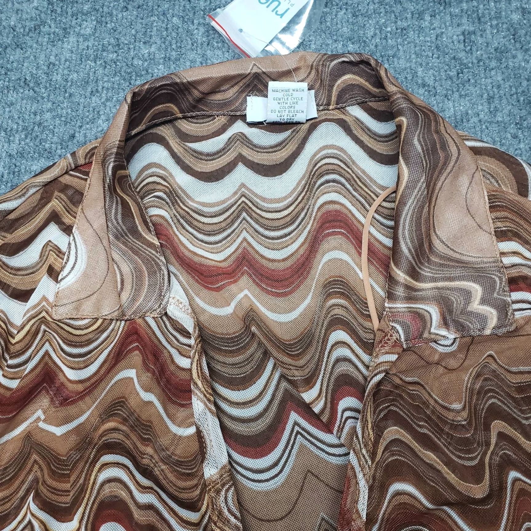 Vintage VINTAGE Rue21 Dress Womens Plus 1X Brown Wavy Retro Cardigan Jacket Long Sleeve 2pc New Size XL / US 12-14 / IT 48-50 - 2 Thumbnail