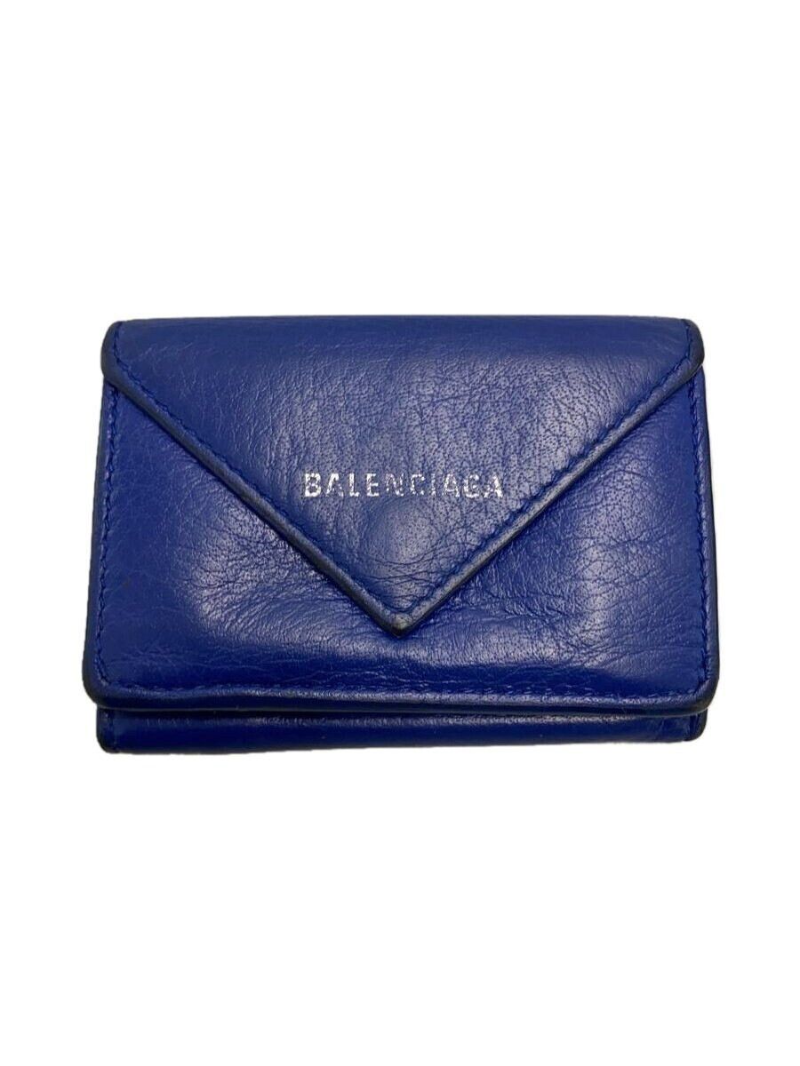 Balenciaga Balenciaga Sheepskin Tri-Fold Wallet Blue Size ONE SIZE - 1 Thumbnail