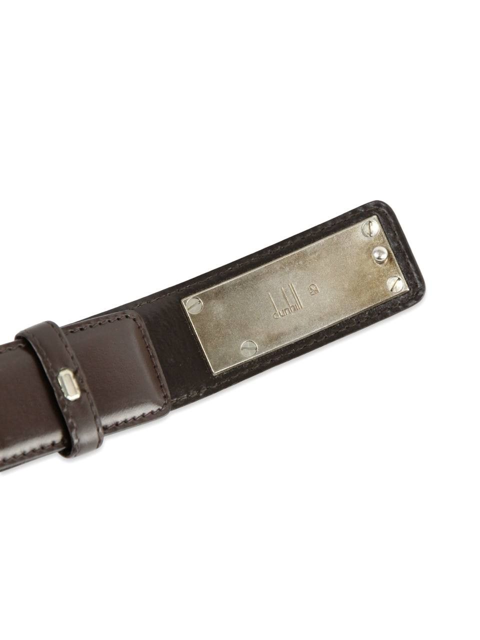 Alfred Dunhill DUNHILL Brown leather belt Size 36 - 3 Thumbnail
