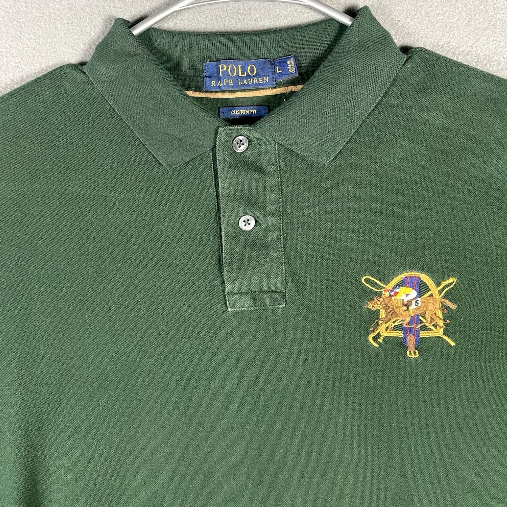 Ralph Lauren Polo Ralph Lauren Big Pony Polo Shirt Custom Fit L Green Racing Derby Embroidered Logo Slim Men’s Size US L / EU 52-54 / 3 - 2 Thumbnail