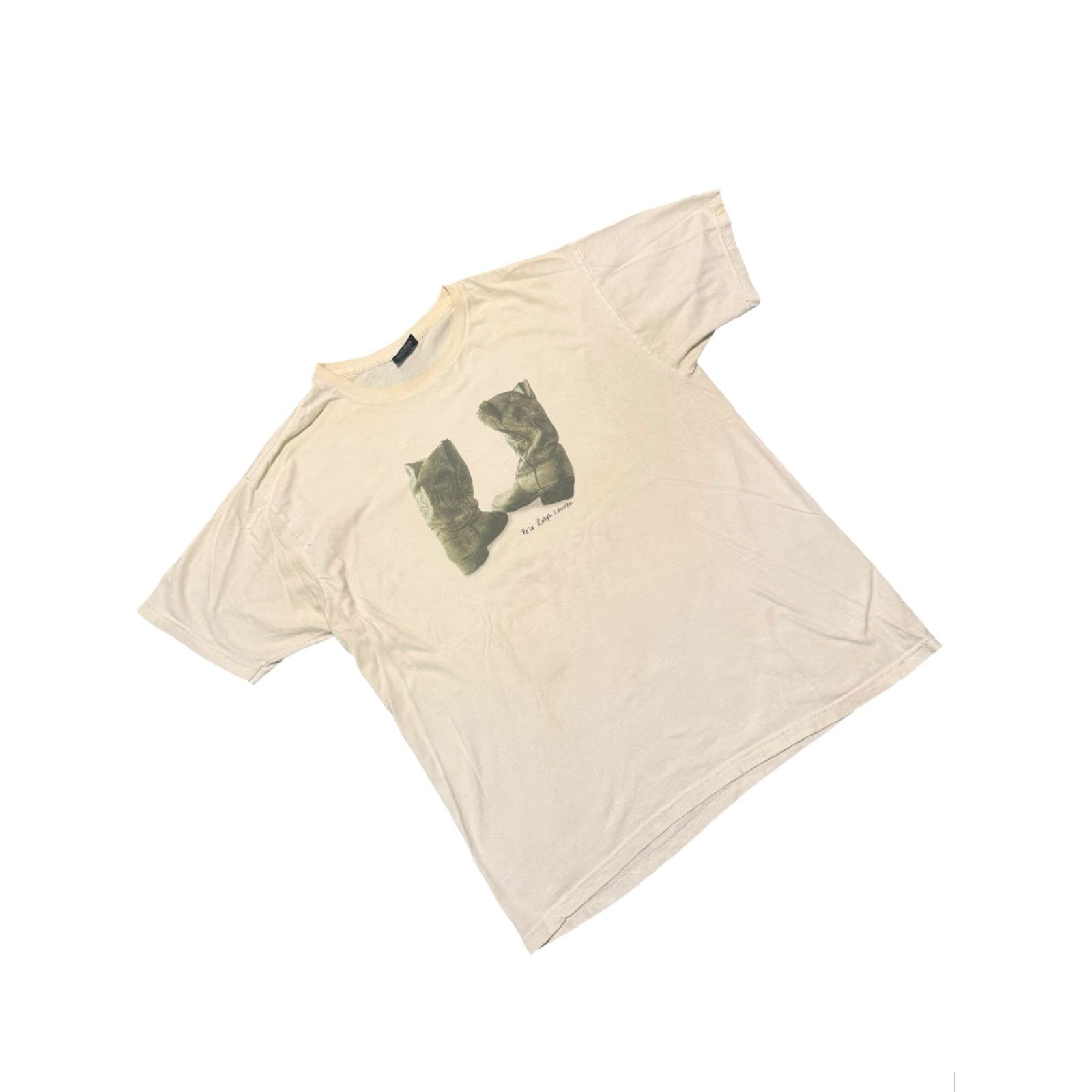 Polo Ralph Lauren VINTAGE Polo Ralph Lauren White Cowboy Boots Photo Oversize T-shirt Medium Men Shirt 90s Oversized Casual Cotton Crew Neck Short Sleeve Size US M / EU 48-50 / 2 - 3 Thumbnail
