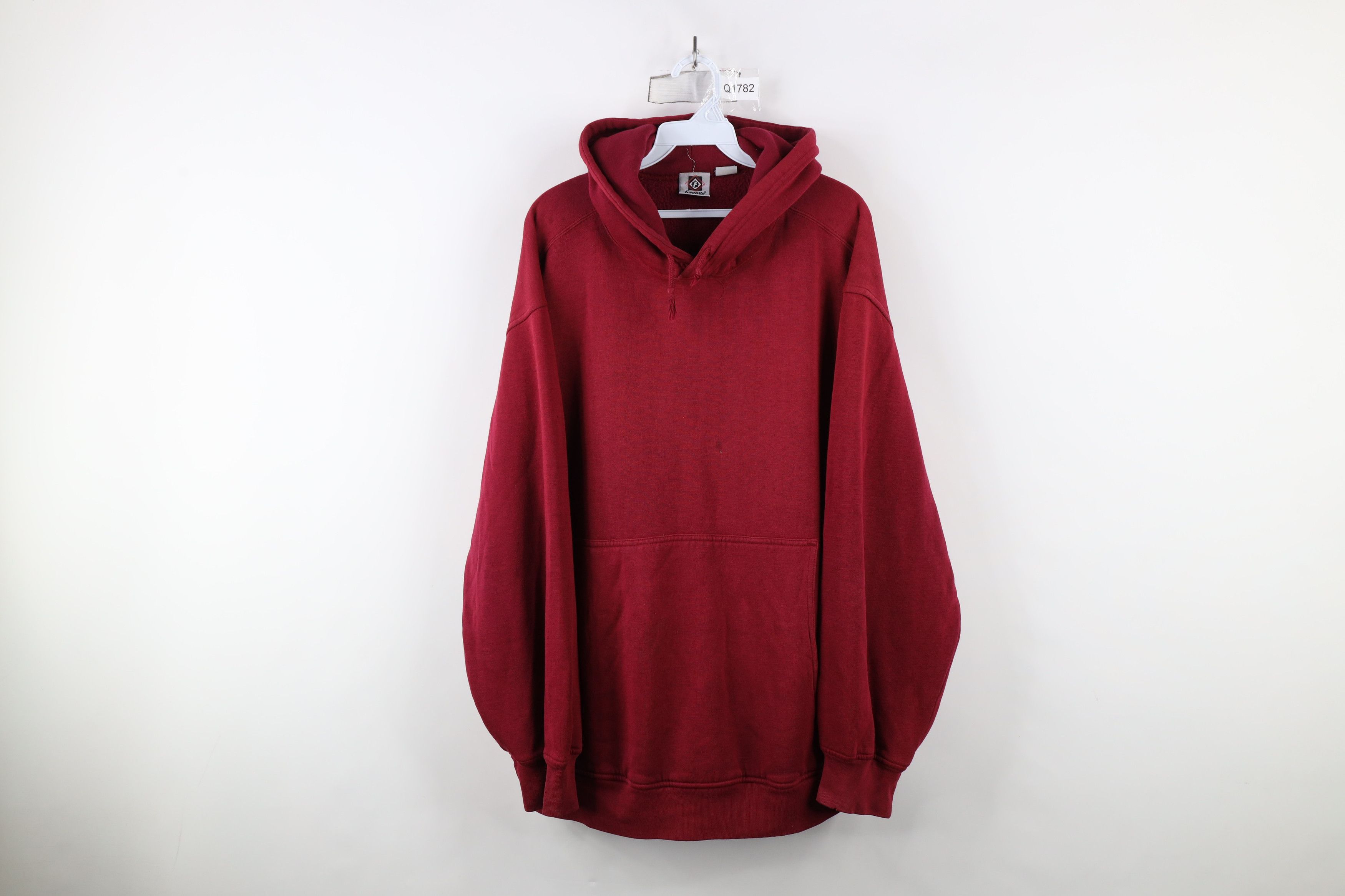 Vintage Vintage 90s Streetwear Blank Hoodie Sweatshirt Red Size US XXL / EU 58 / 5 - 1 Thumbnail