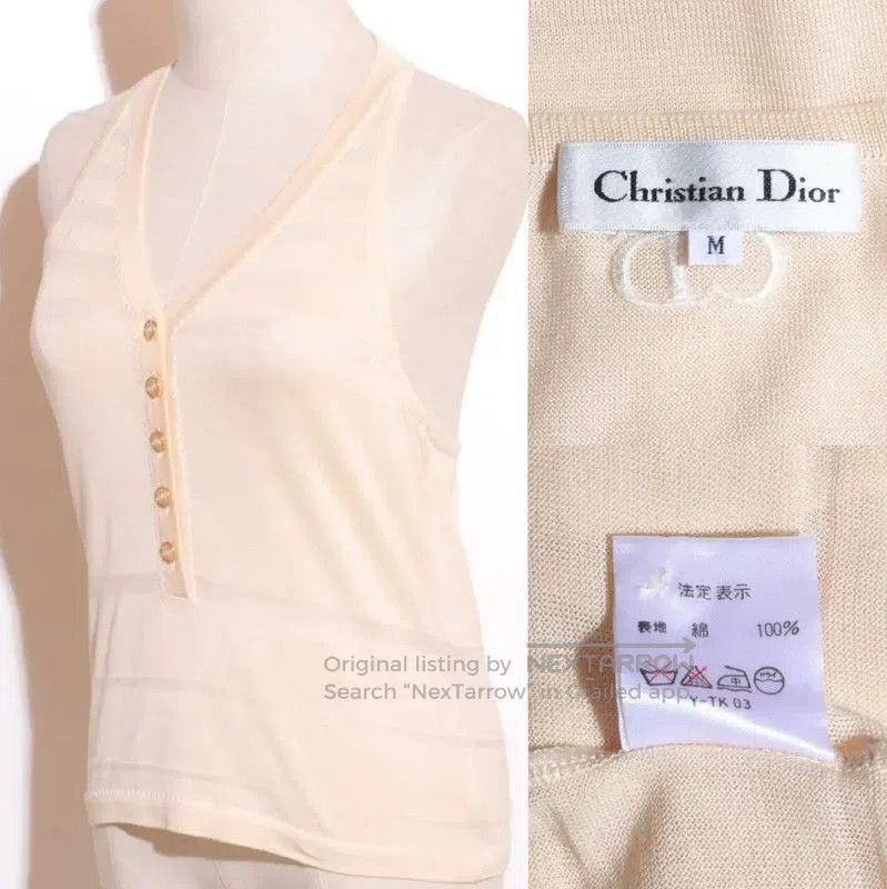 Dior Dior Summer Beige Cotton Embroidered Tank Top . Size M / US 6-8 / IT 42-44 - 2 Thumbnail