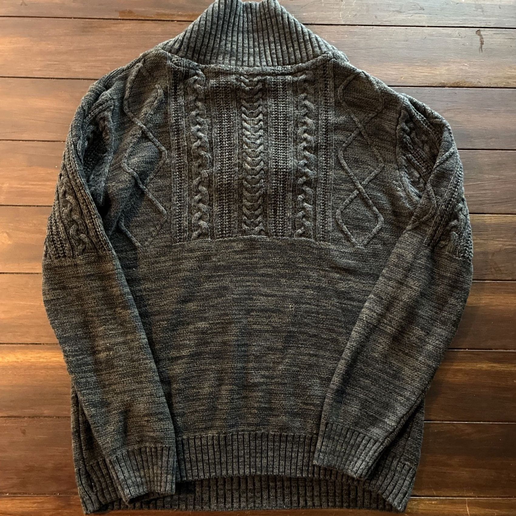Vintage Method Mens Knit Sweater Cowl Neck Textured Long Sleeve L Gray Button Pullover Casual Mens Sweater Size US L / EU 52-54 / 3 - 8 Thumbnail