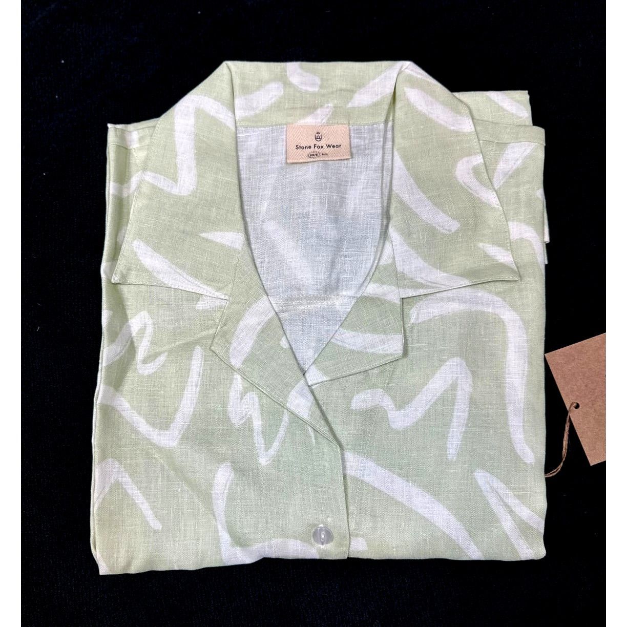 Other Stone Fox Swim Zenni 100% Linen Shirt Aloe Lines XS/S Size S / US 4 / IT 40 - 4 Thumbnail