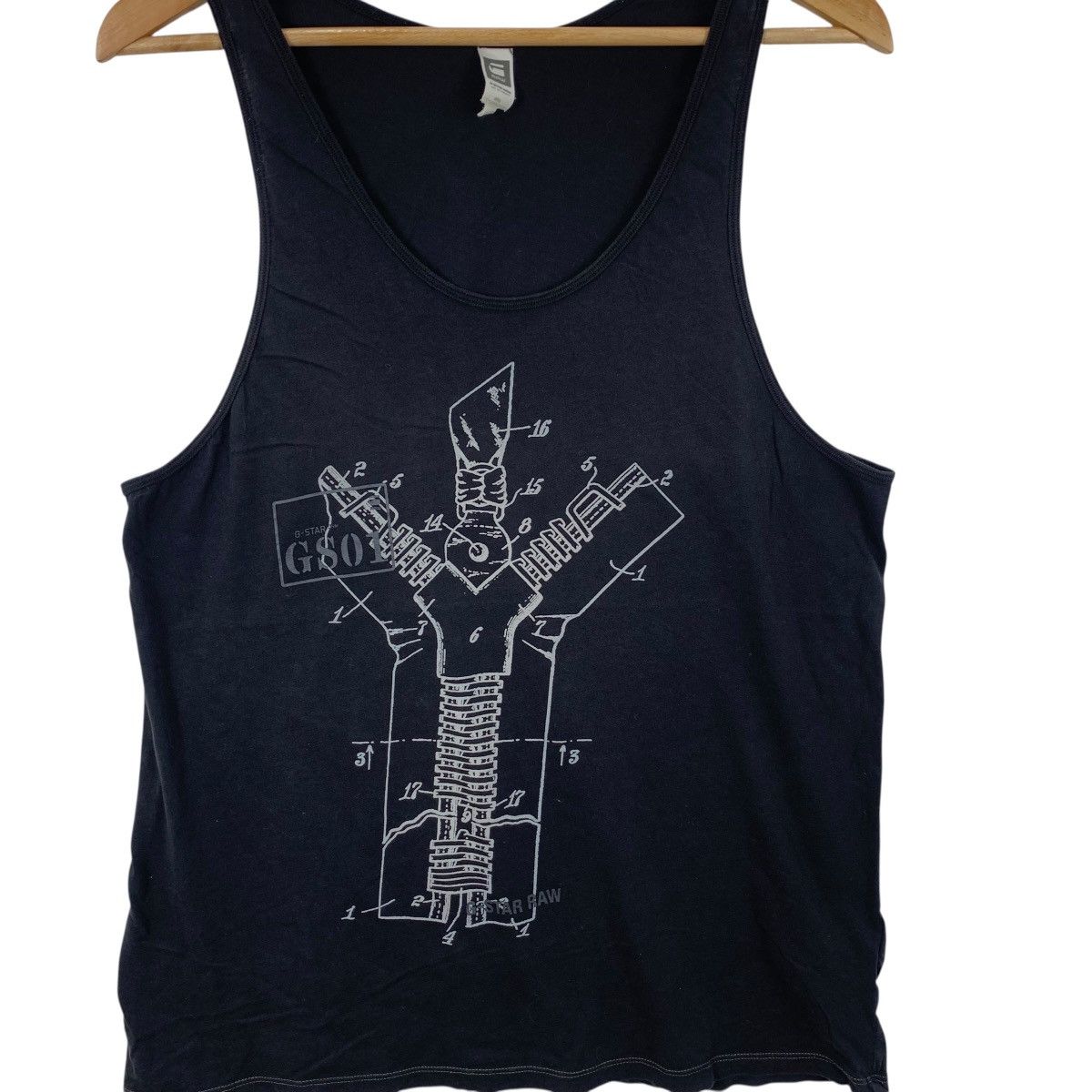 G-Star G STAR RAW Technical Blueprint Zipper Graphic Tee Shirt Tank Size US M / EU 48-50 / 2 - 5 Thumbnail