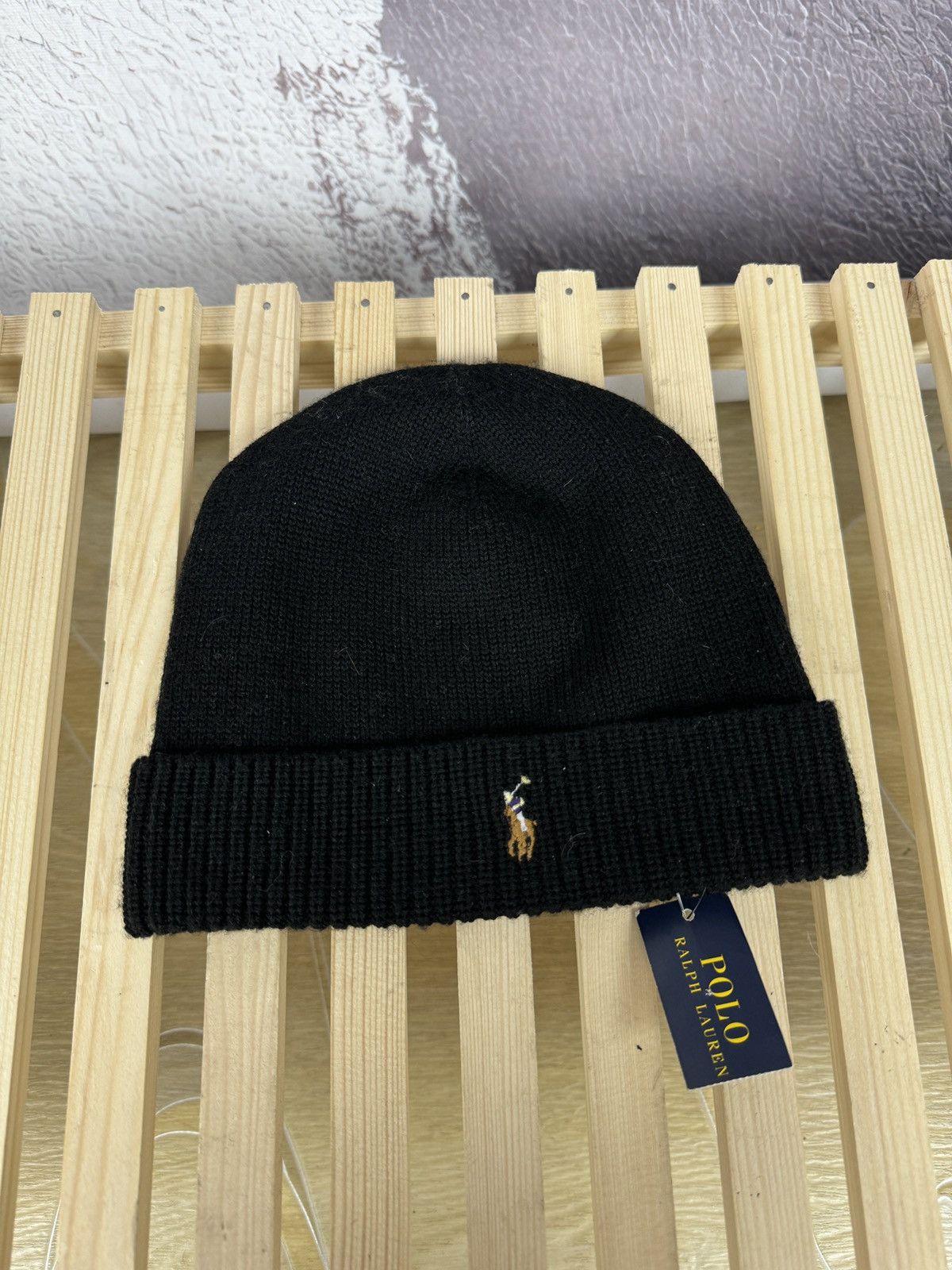 Polo Ralph Lauren POLO RALPH LAUREN Black MERINO WOOL Genuine BEANIE Hat Size ONE SIZE - 2 Thumbnail