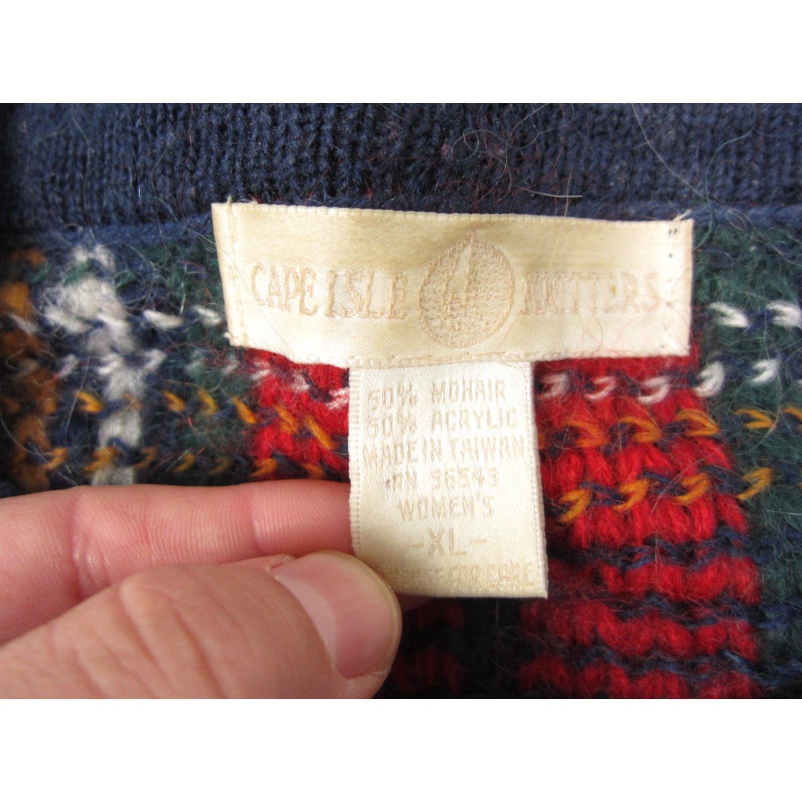 Vintage VINTAGE Cape Isle Cardigan Women XL Red Plaid Mohair 90s Knit Crew Neck Long Sleeve Buttoned Size XL / US 12-14 / IT 48-50 - 3 Thumbnail