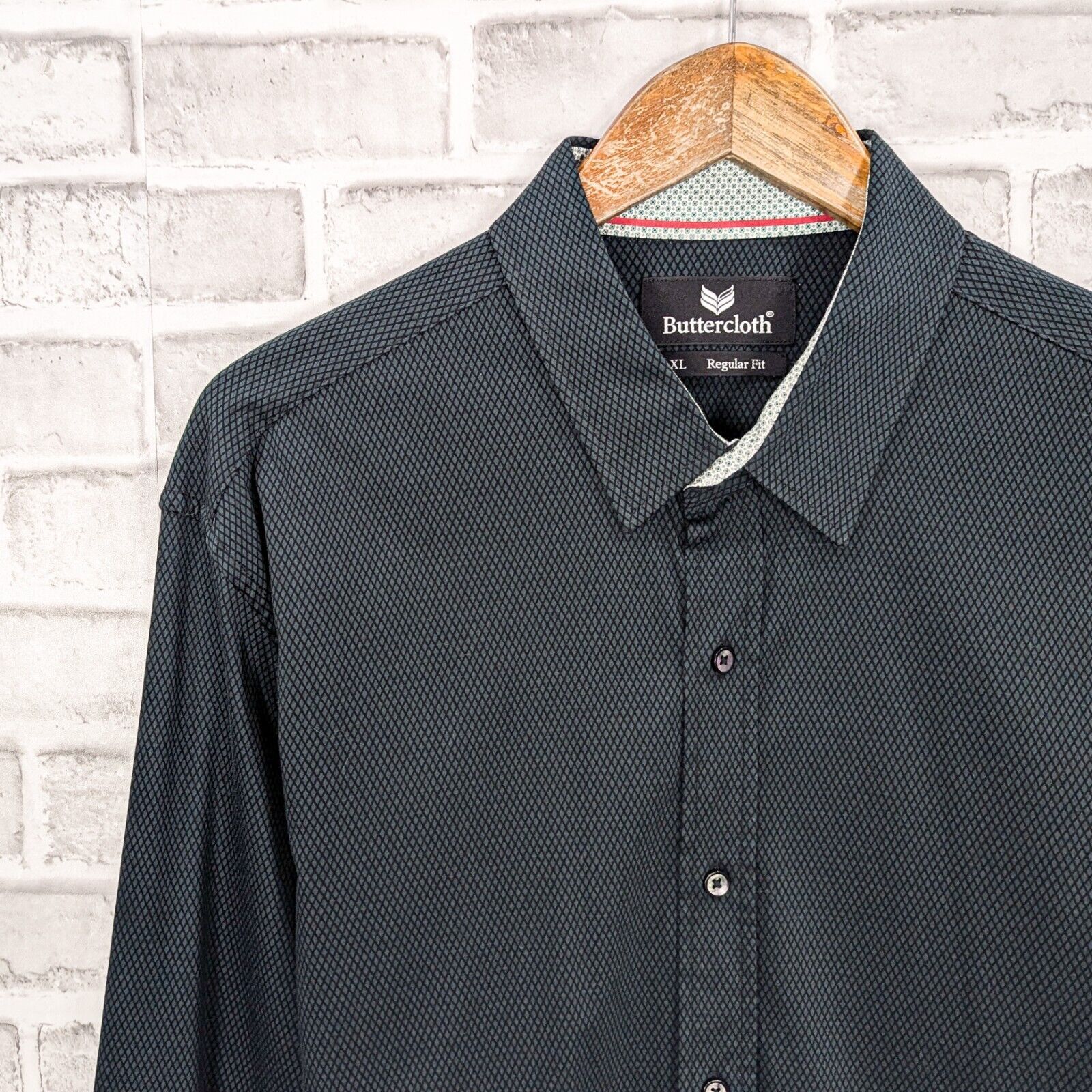 Designer BUTTERCLOTH Men's Regular Fit Button up Shirt Dark green Size US XL / EU 56 / 4 - 5 Thumbnail