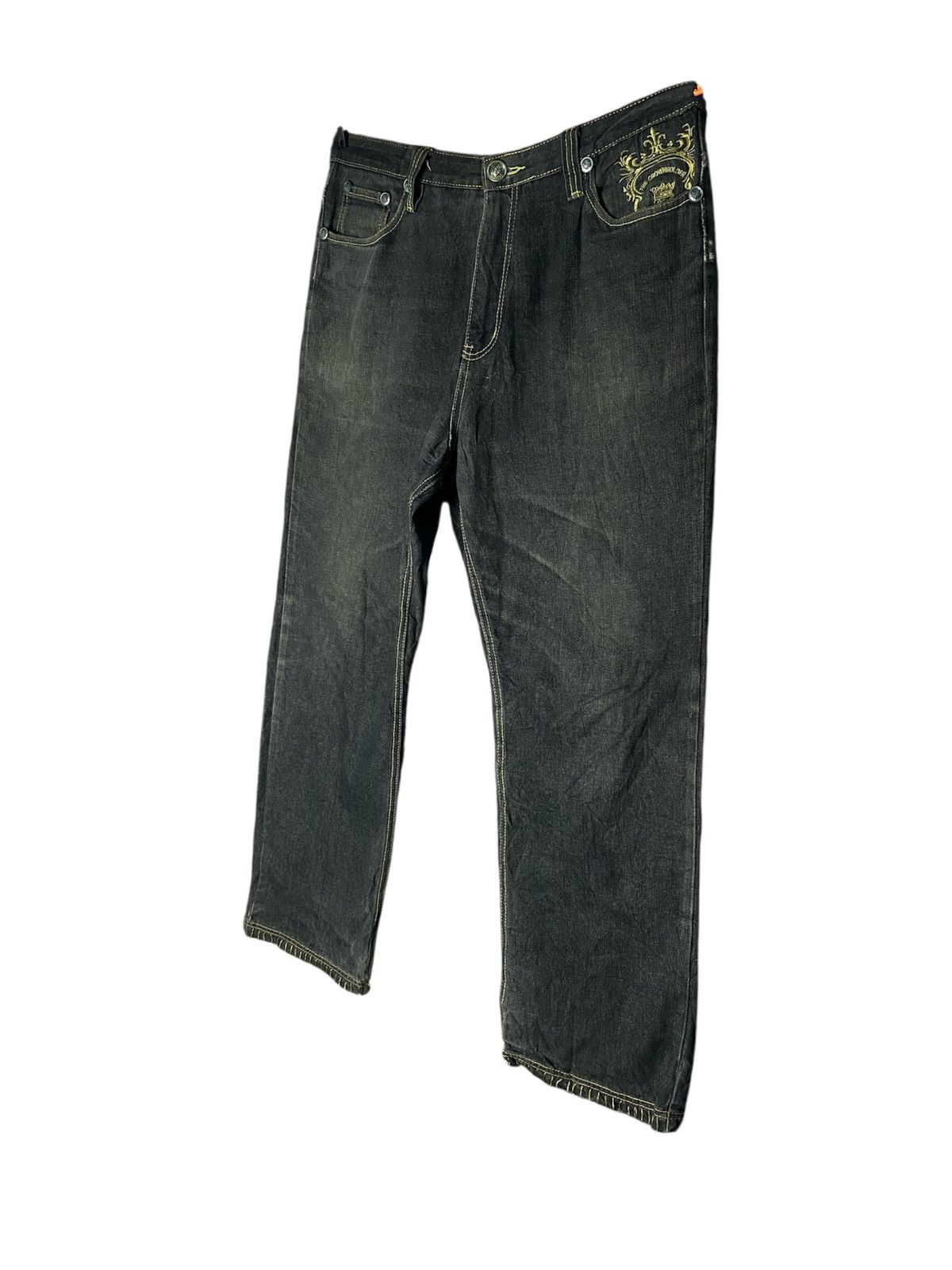 Vintage Vintage Y2K Crown Holder Embroidered Black Denim Jeans Size US 38 / EU 54 - 6 Thumbnail
