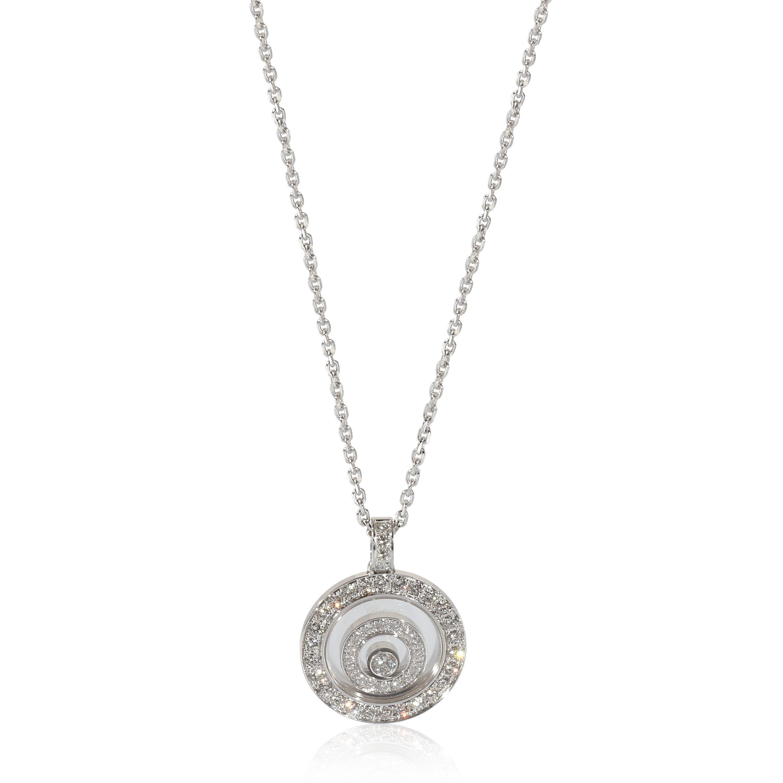 image of Chopard Happy Spirit Circle Diamond Necklace In 18K White Gold 0.72 Ctw, Women's